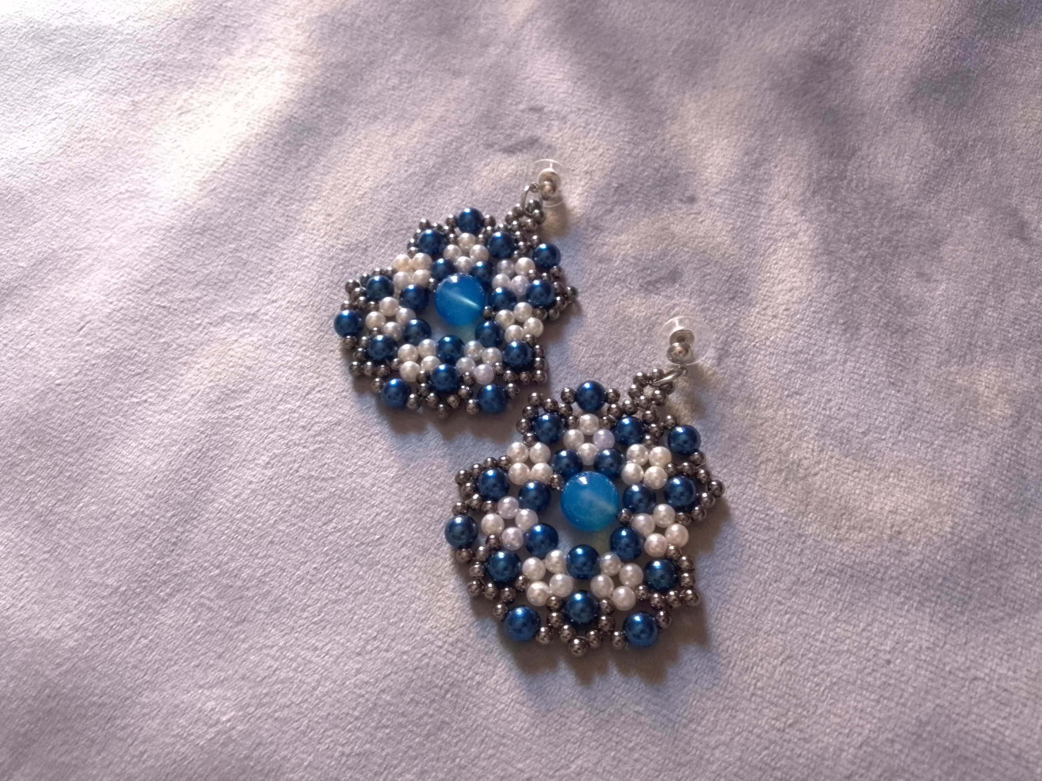 Handmade Earrings Blu Agate Gemstones baroque style Size ONE SIZE - 1 Thumbnail
