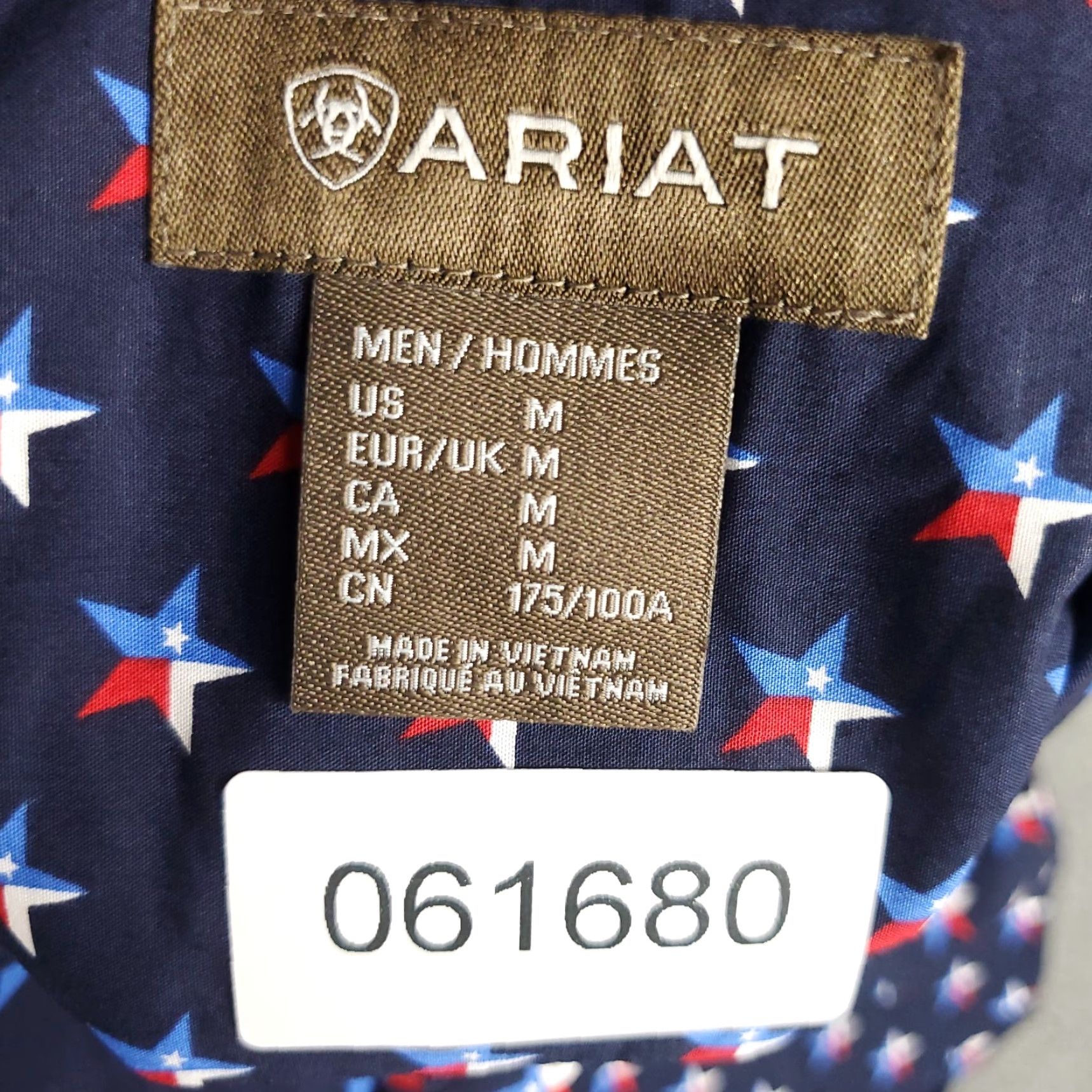 Ariat Ariat Shirt Mens Medium Blue Western Pearl Snap Button Long Sleeve Star Print Geometric Pattern 90s Western Mens Size US M / EU 48-50 / 2 - 7 Thumbnail
