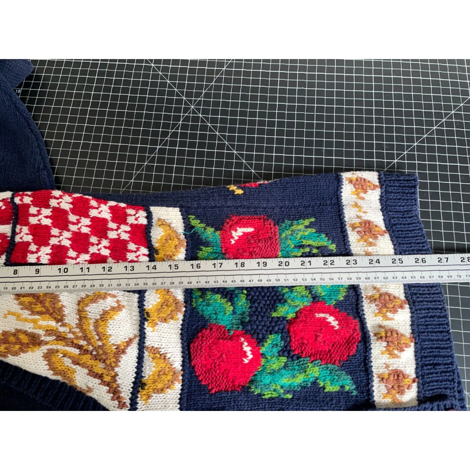 Vintage VINTAGE Marisa Christina Chunky-Knit Cardigan Women's Medium Blue Geometric Autumn Motif Retro 90s Size M / US 6-8 / IT 42-44 - 6 Thumbnail