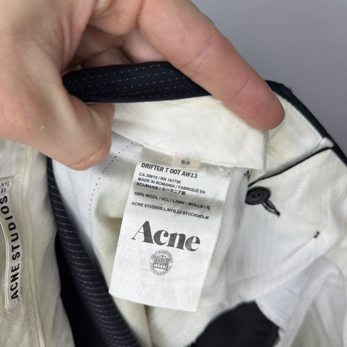 Acne Studios Acne Studios J Dot AW13 Suit Blazer + Pants Wool Navy Size 46R - 19 Thumbnail