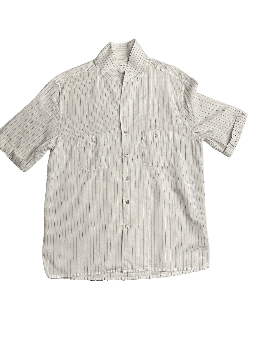 Saint Laurent Paris × Yves Saint Laurent Saint Laurent Shawl-collar Shirt in Striped Chenille Voile Size US S / EU 44-46 / 1 - 2 Thumbnail