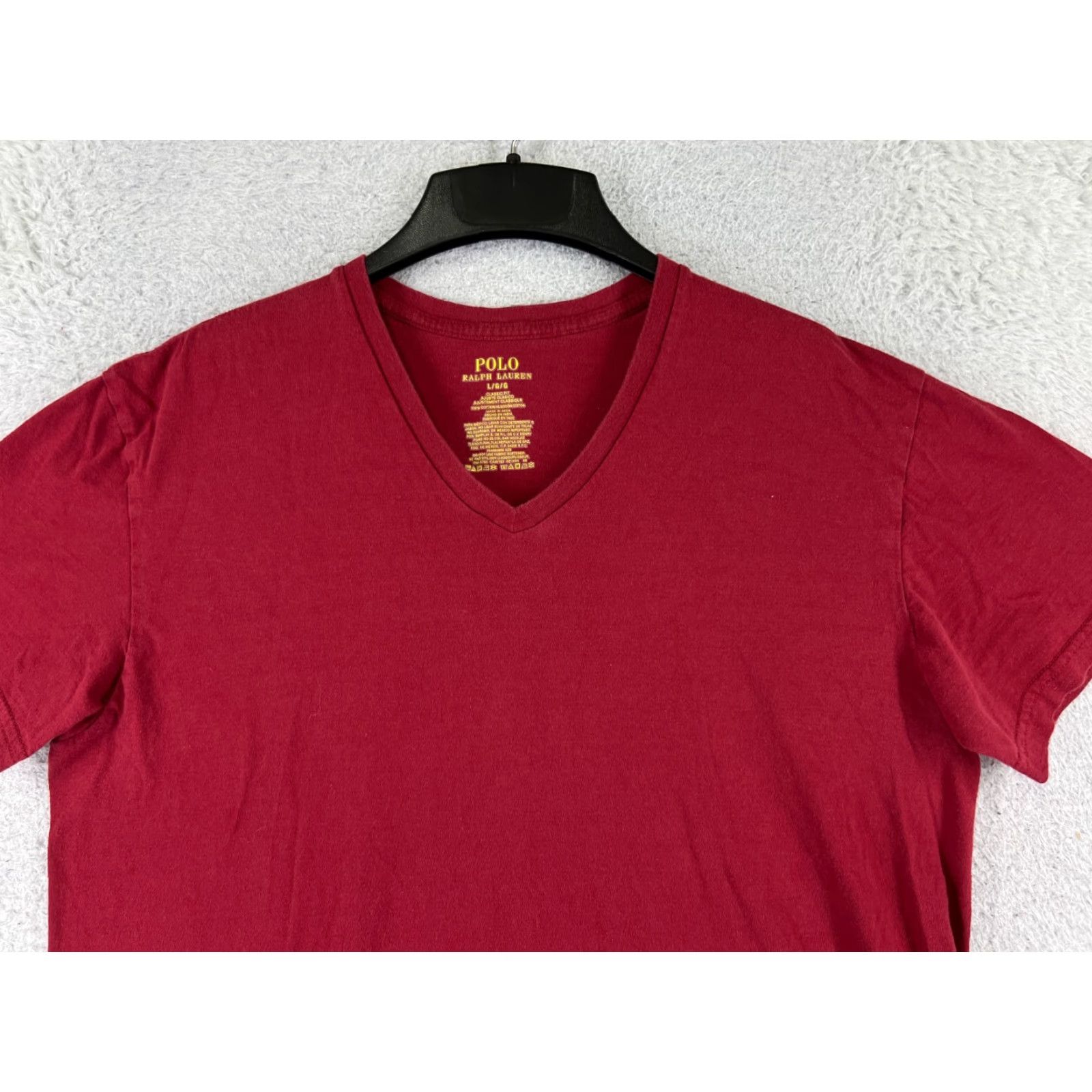 Ralph Lauren Polo Ralph Lauren Shirt Men L Red Cotton Jersey V-Neck Short Sleeve Embroidered Logo Polo Pony Sports Classic Size US L / EU 52-54 / 3 - 4 Thumbnail