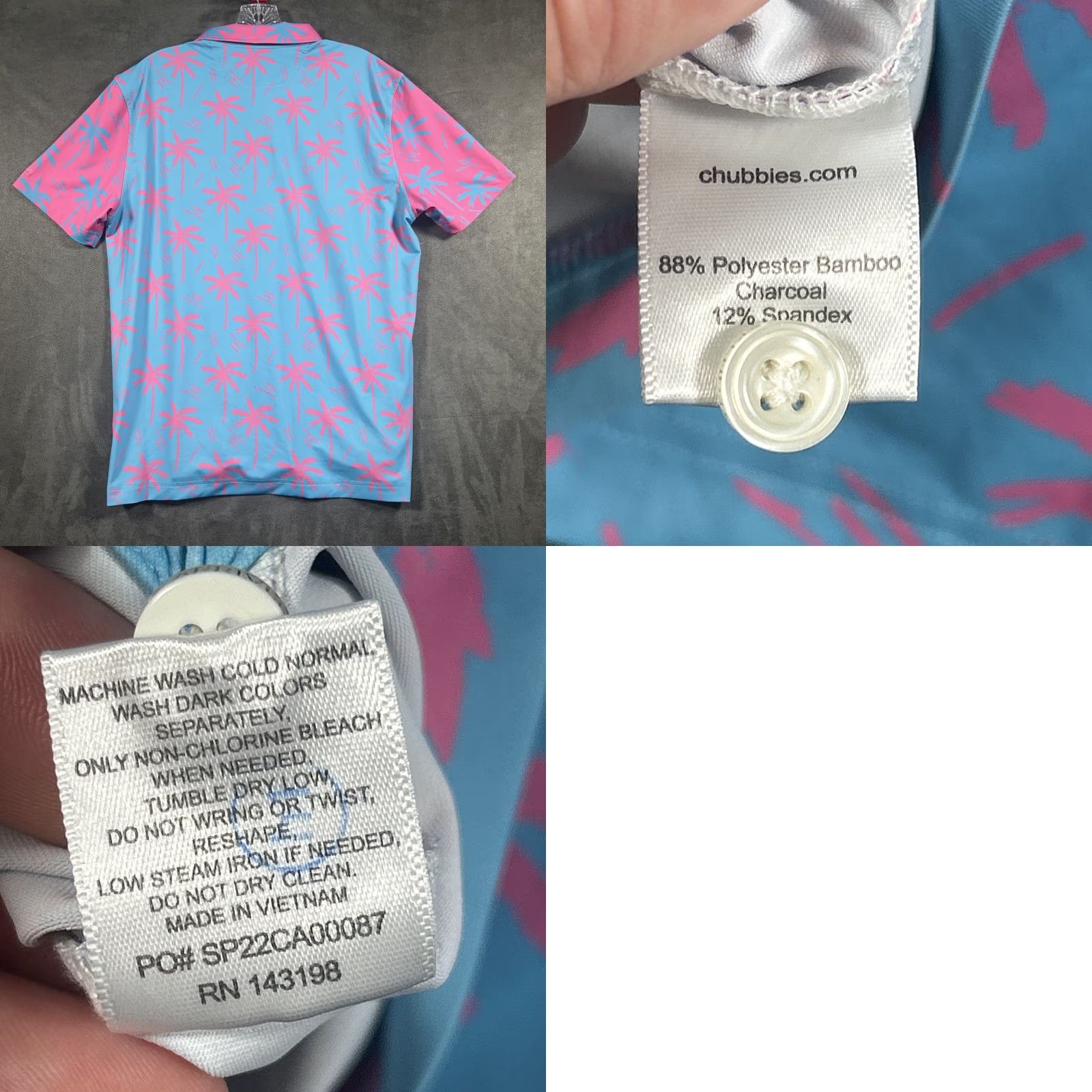 Chubbies Chubbies Polo Shirt Mens S Blue Floral Hawaiian 90s Quick Dry Breathable Stretch Golf Polo Shirt Size US S / EU 44-46 / 1 - 8 Thumbnail