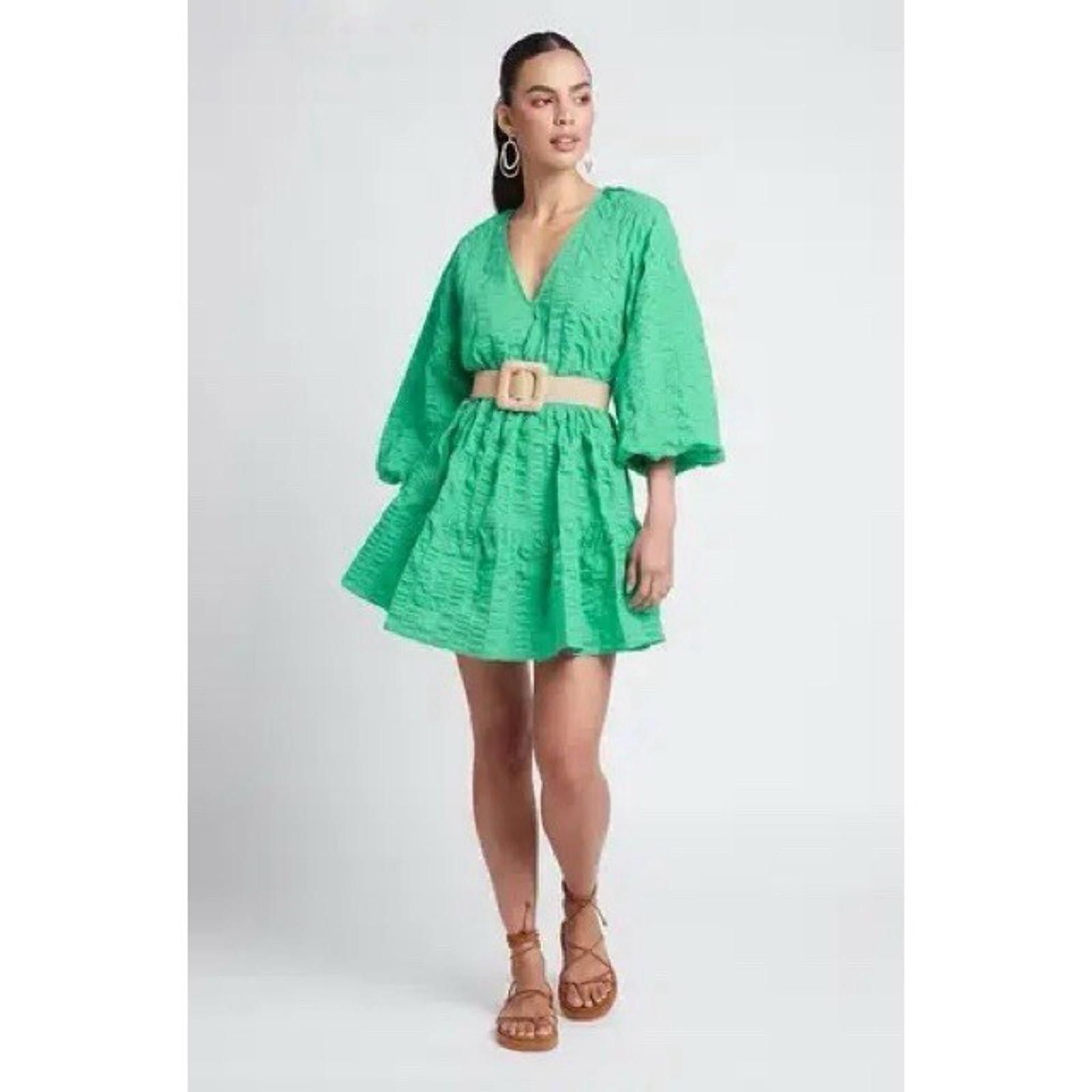 Sheike Mini Dress Mint Tiered Long Sleeve-Size AU12 EU40 US8