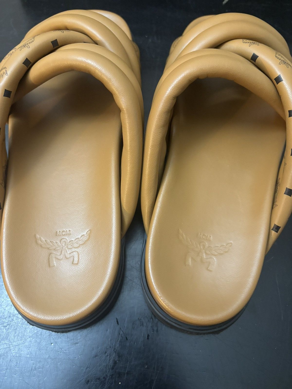 MCM MCM Monogram Cross Leather Sandals Cognac Brown Size US 7 / EU 40 - 8 Thumbnail