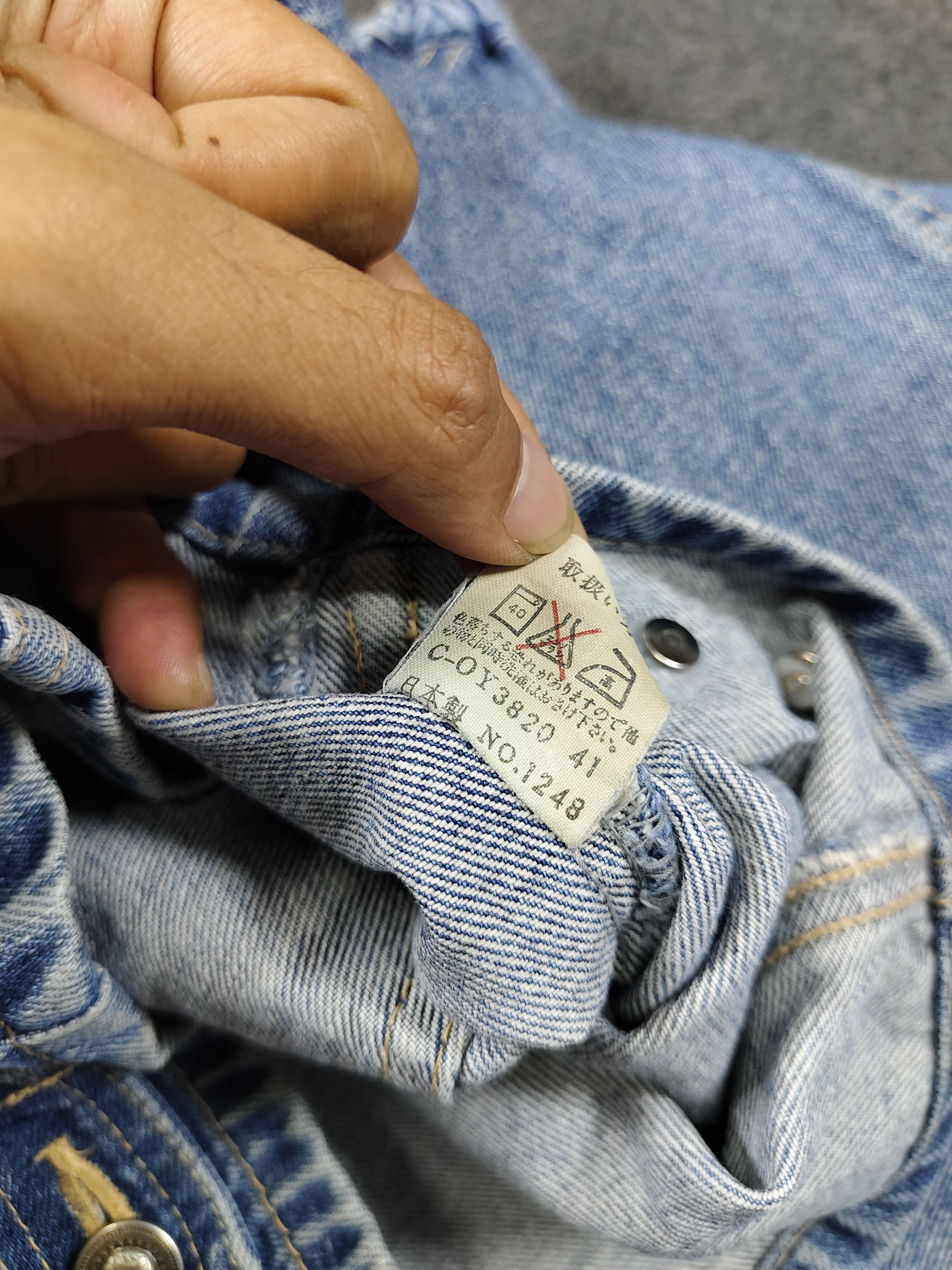 Japanese Brand 90s Sweat Camel- Off Shoulder Y2K Cropped Denim Jacket Size M / US 6-8 / IT 42-44 - 7 Thumbnail