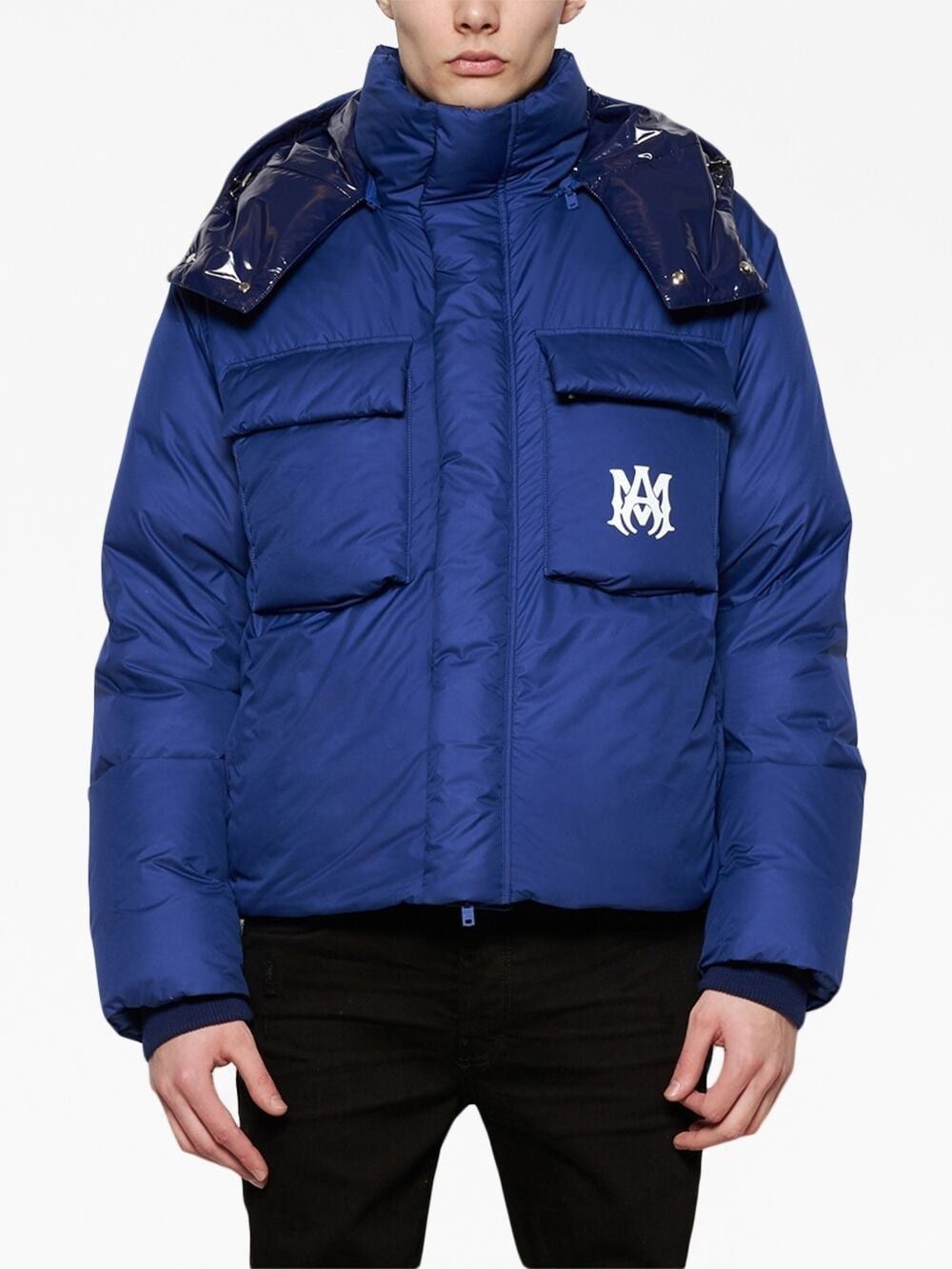 Amiri o1w1db10125 Logo-Embroidery Padded Jacket in Blue Size US M / EU 48-50 / 2 - 3 Thumbnail