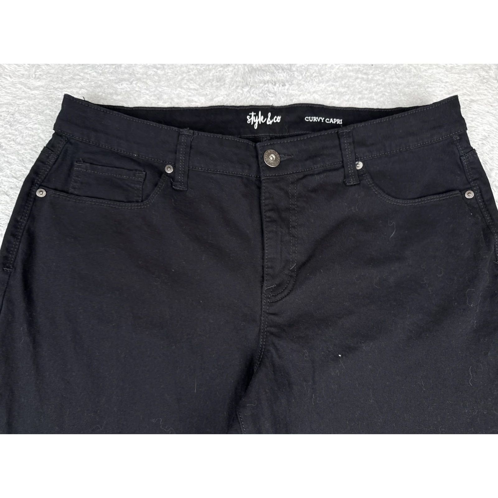 Vintage Style&co Curvy Capri Jeans Womens 12 Black Dark Wash Mid Rise Denim 34x24 Size 34" / US 12 / IT 48 - 4 Thumbnail