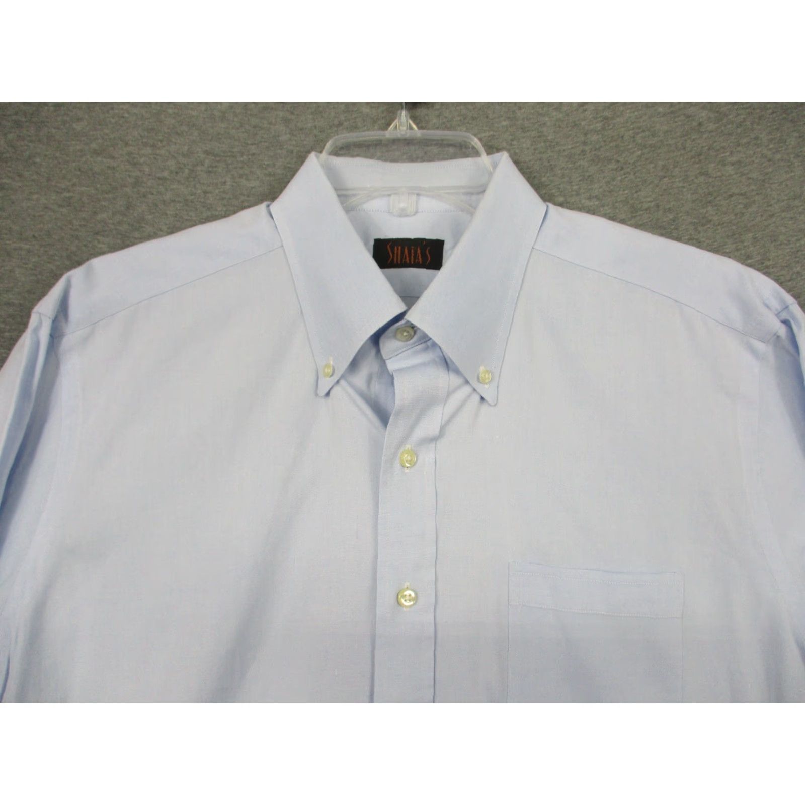 Vintage VINTAGE SHAIA'S Dress Shirt Men’s 16-32 Blue Classic Fit Dress Shirt Mens Regular 16.5 32 in Solid Button Down USA Size 46R - 3 Thumbnail