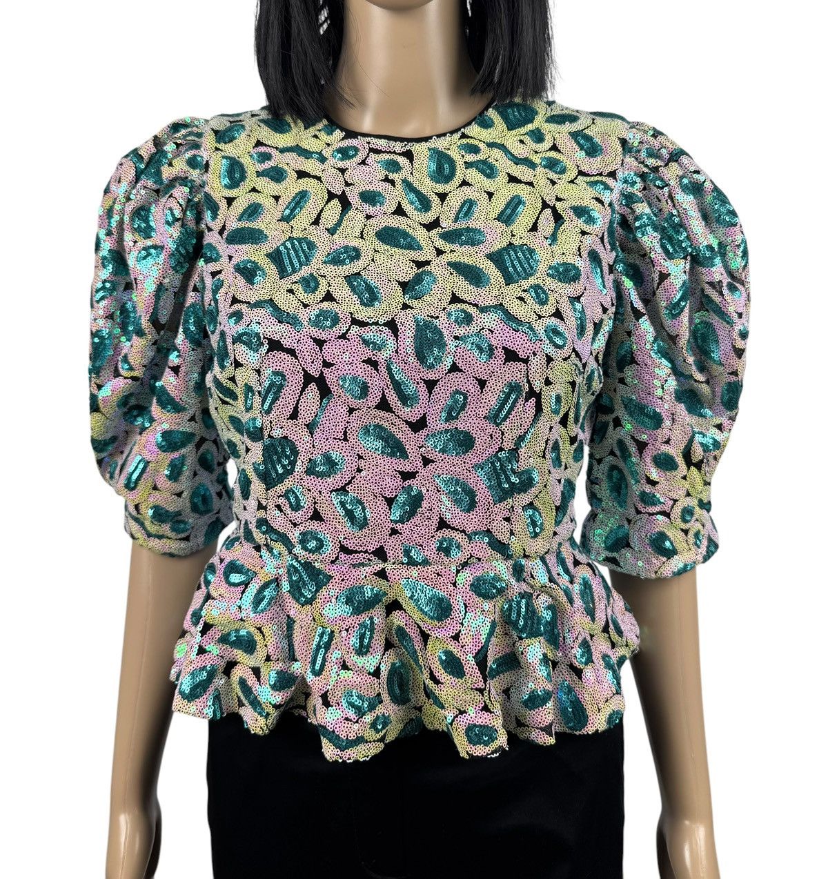 ROTATE Rotate Birger Christensen Christina Top Gathered Sequined Size M / US 6-8 / IT 42-44 - 2 Thumbnail