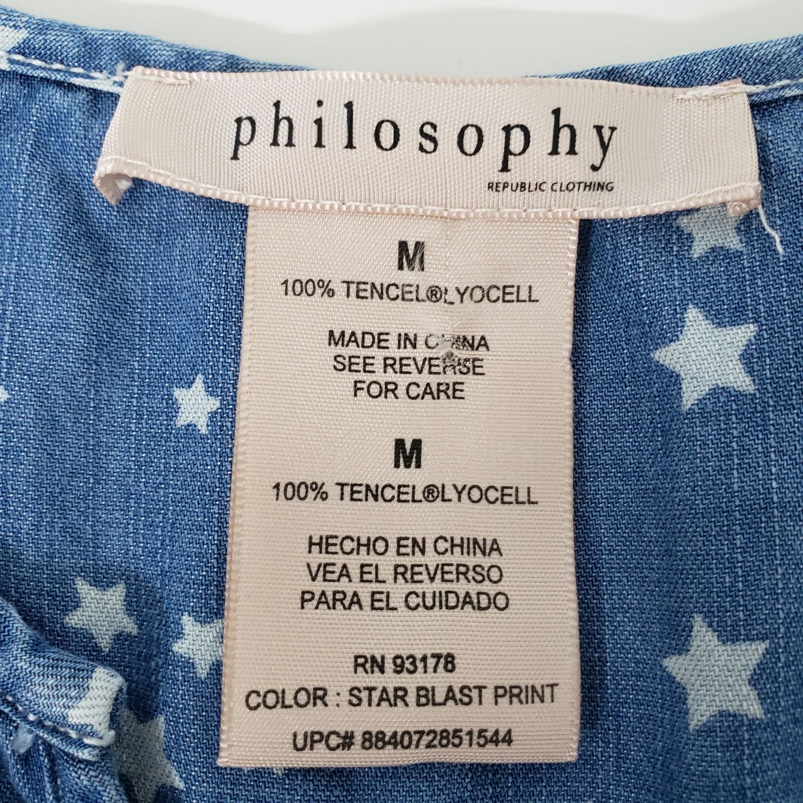 Neiman Marcus Philosophy Chambray Shirt Star Hi Low Tunic Roll Tab Tencel Size M / US 6-8 / IT 42-44 - 11 Thumbnail