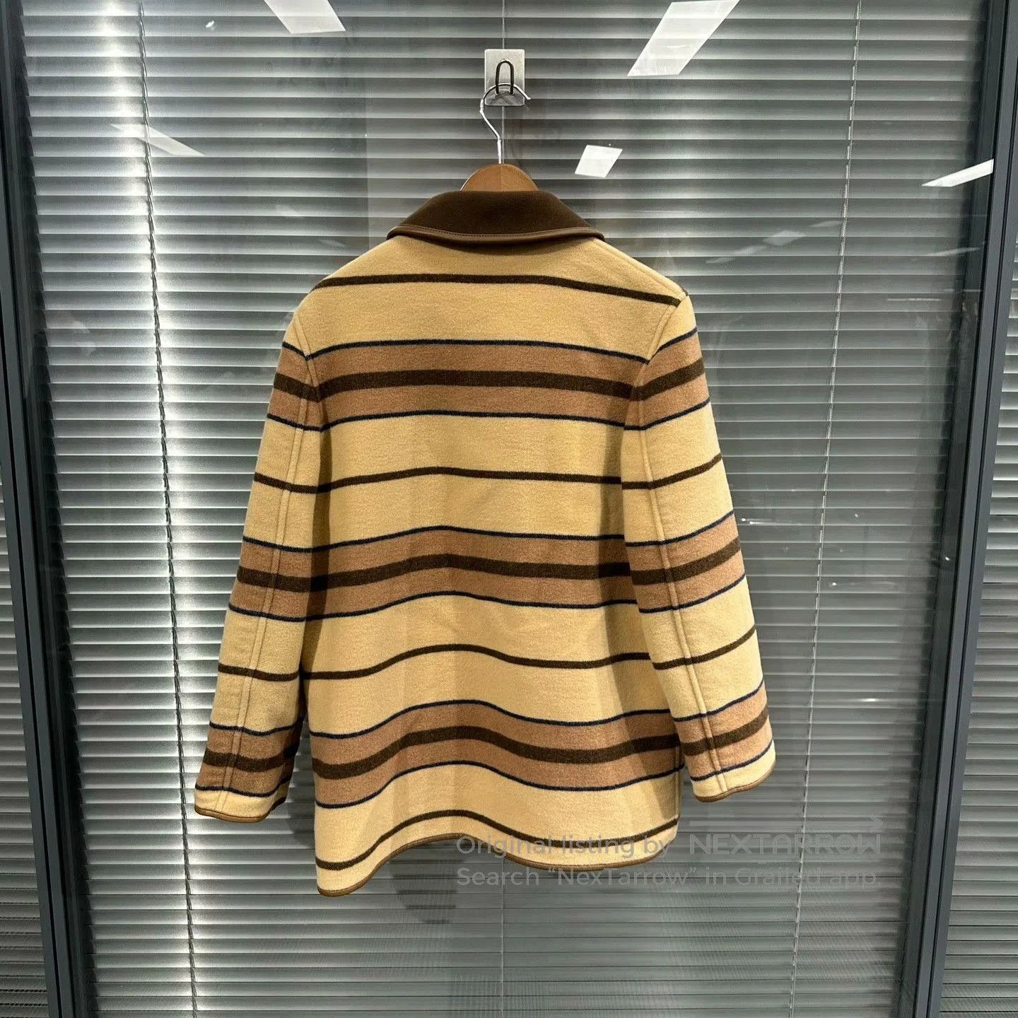 Burberry Burberry Beige Brown Striped Wool Coat. Size S / US 4 / IT 40 - 2 Thumbnail