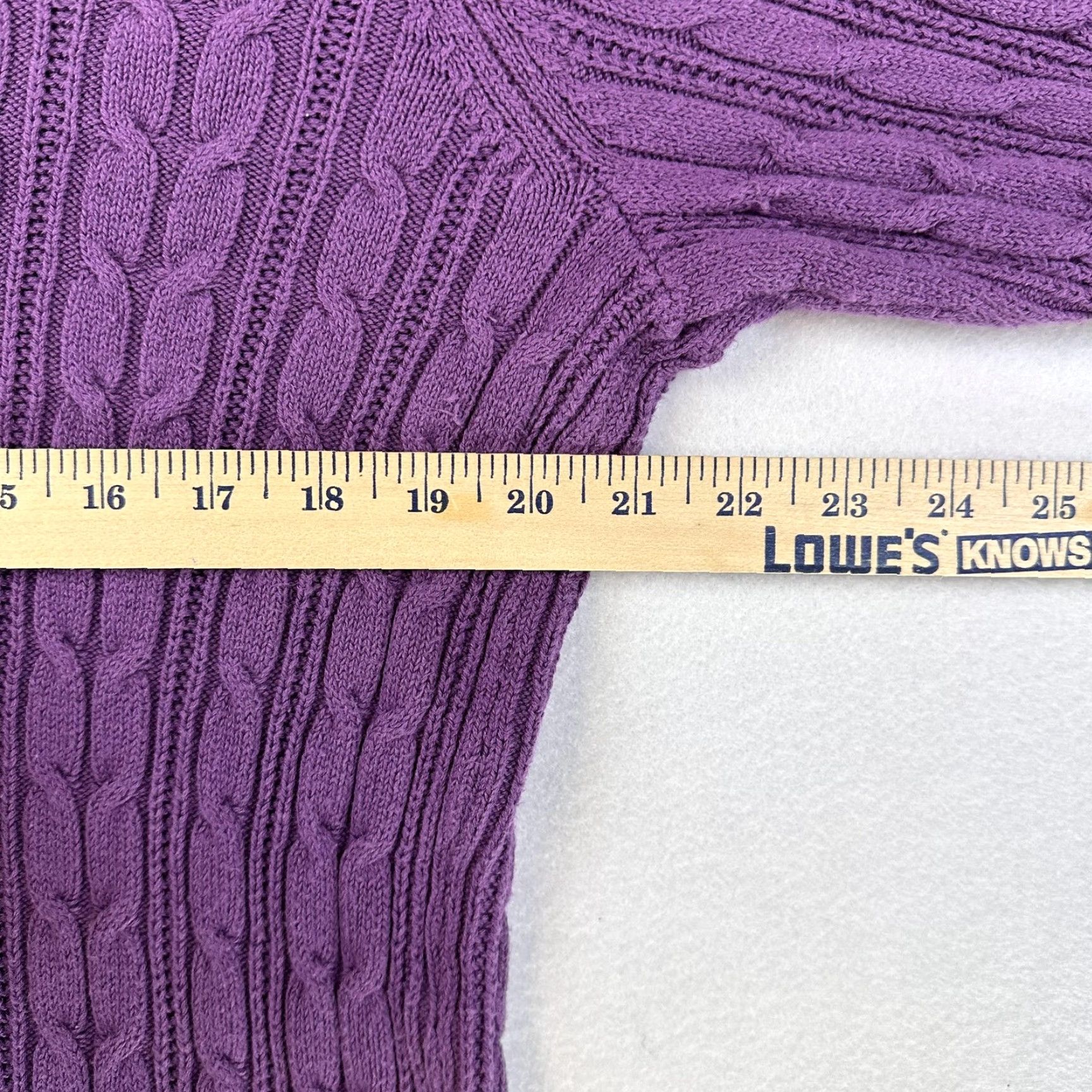 Vintage St. John's Bay Sweater Womens Large Purple Cable Knit Pullover Crewneck Classic Size L / US 10 / IT 46 - 4 Thumbnail