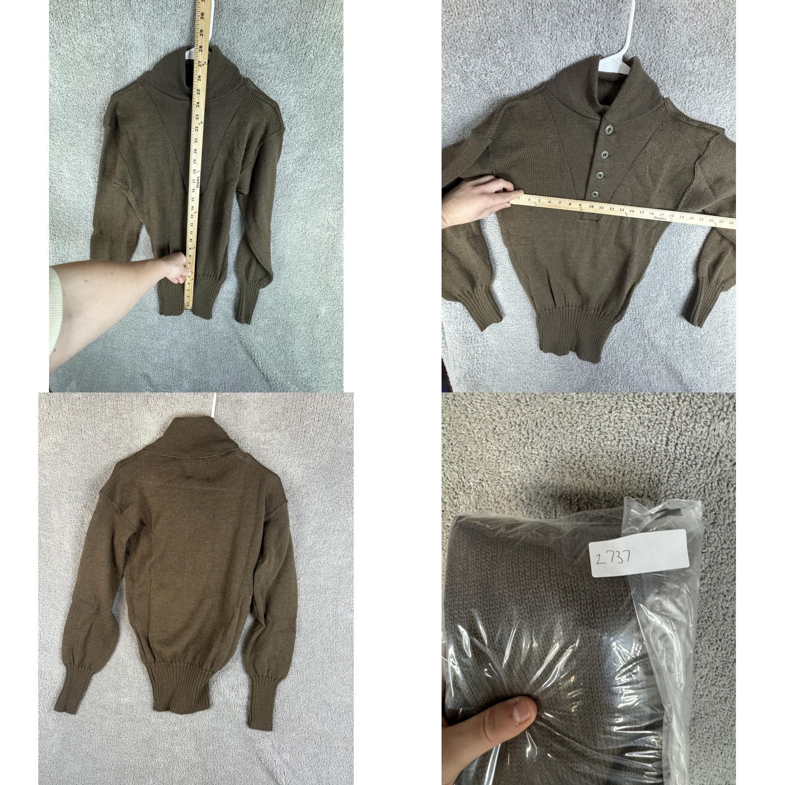 Vintage VINTAGE US MILITARY SWEATER Mens Medium Wool 5 Button Pullover OD Olive Drab Henley 80s Mens Vintage Cotton? Size US M / EU 48-50 / 2 - 8 Thumbnail