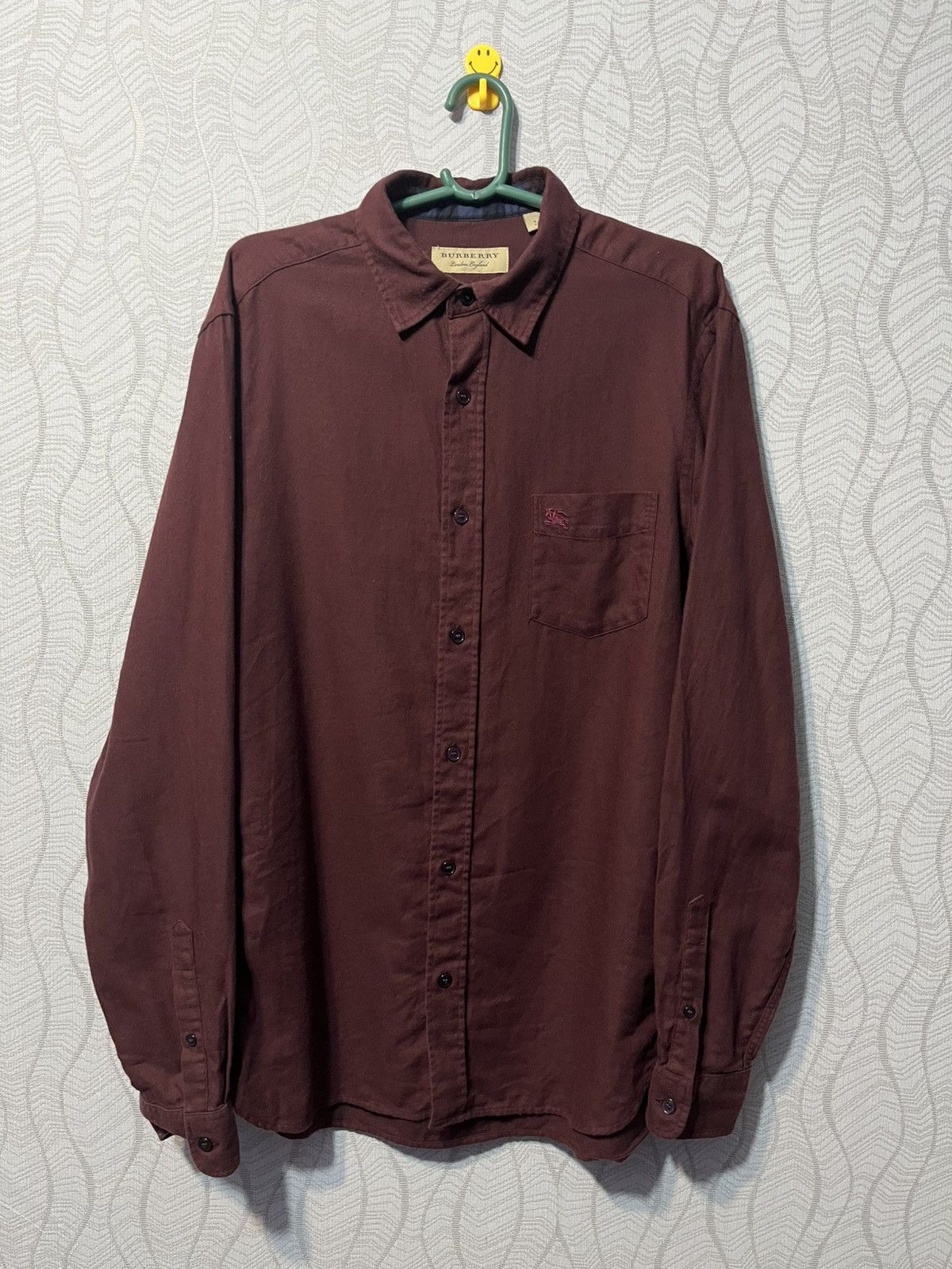 Burberry Burberry Burgundy Men’s Cotton Logo Shirt Button Up Size S Size US S / EU 44-46 / 1 - 1 Thumbnail