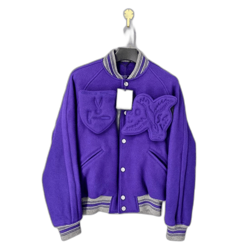 Louis Vuitton Louis Vuitton Purple Striped Baseball Jacket-yf Size US L / EU 52-54 / 3 - 1 Thumbnail