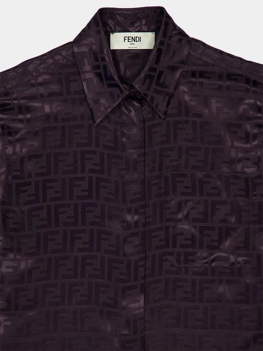 Fendi o1loc1c0126 Ff Silk Shirt in Purple Size M / US 6-8 / IT 42-44 - 3 Thumbnail