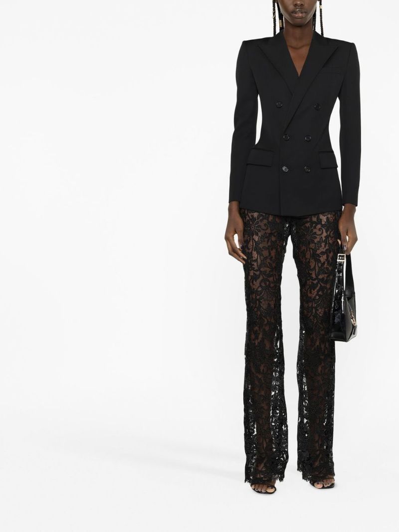 Saint Laurent Paris o1la1rc1a0425 720946 Pant in Guipure Lace in Black Size 26" / US 2 / IT 38 - 2 Thumbnail