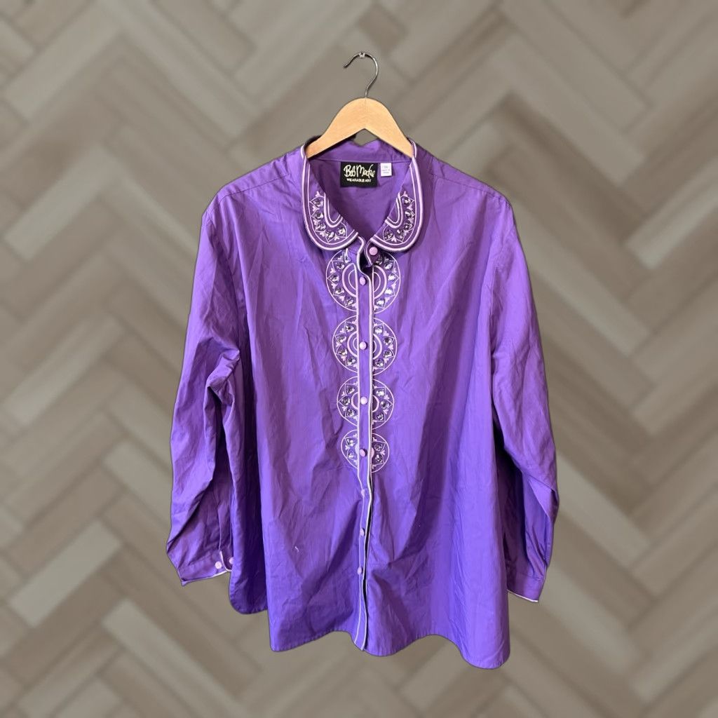 Bob Mackie Bob Mackie Womens Purple Long Sleeve Button-Up Shirt 3X Plus Size Womens Size XXL / US 16-18 / IT 52-54 - 1 Thumbnail