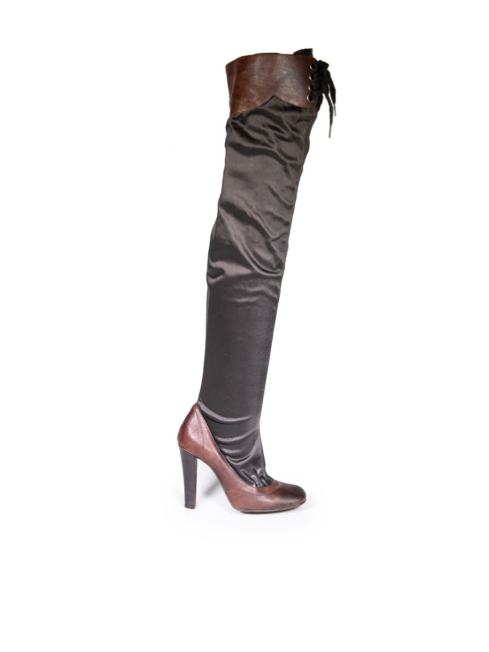 Stella McCartney Brown Square Toe High Heel Boots Size US 7 / IT 37 - 1 Thumbnail