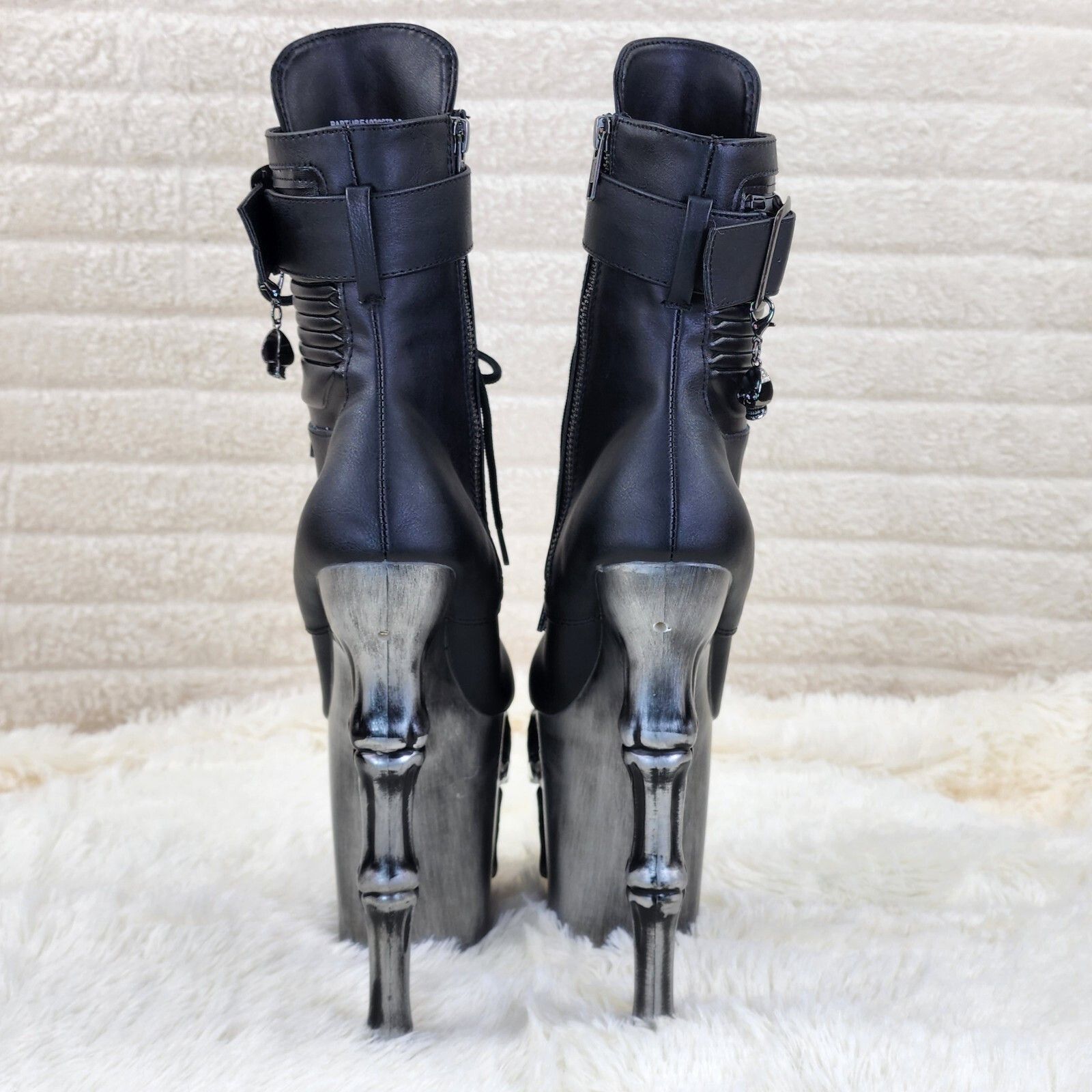 Other Rapture Brushed Skull & Bones 8" High Heel Platform Ankle Bo Size US 9 / IT 39 - 5 Thumbnail