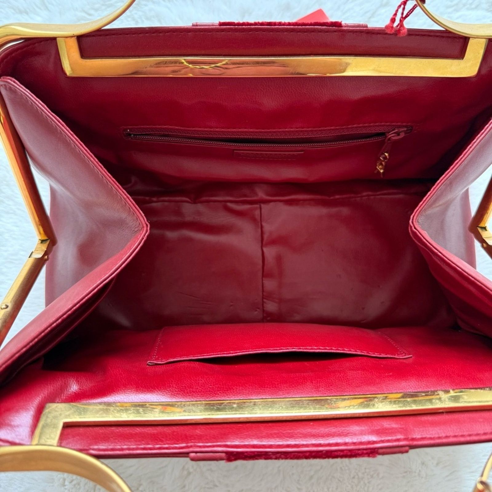 Roberta di Camerino Roberta di Camerino Leather Velvet Trimmed Handle Bag Size ONE SIZE - 9 Thumbnail