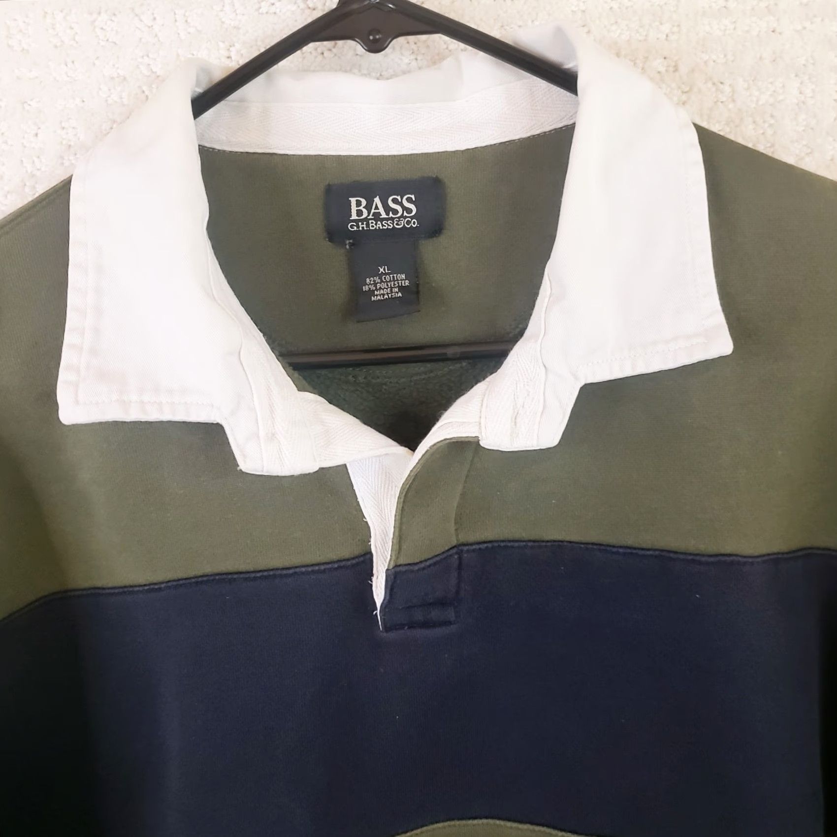 Vintage VINTAGE GH Bass Rugby Shirt Mens XL Blue Green Stripe White Collar LS Preppy Sweatshirt Size US XL / EU 56 / 4 - 3 Thumbnail