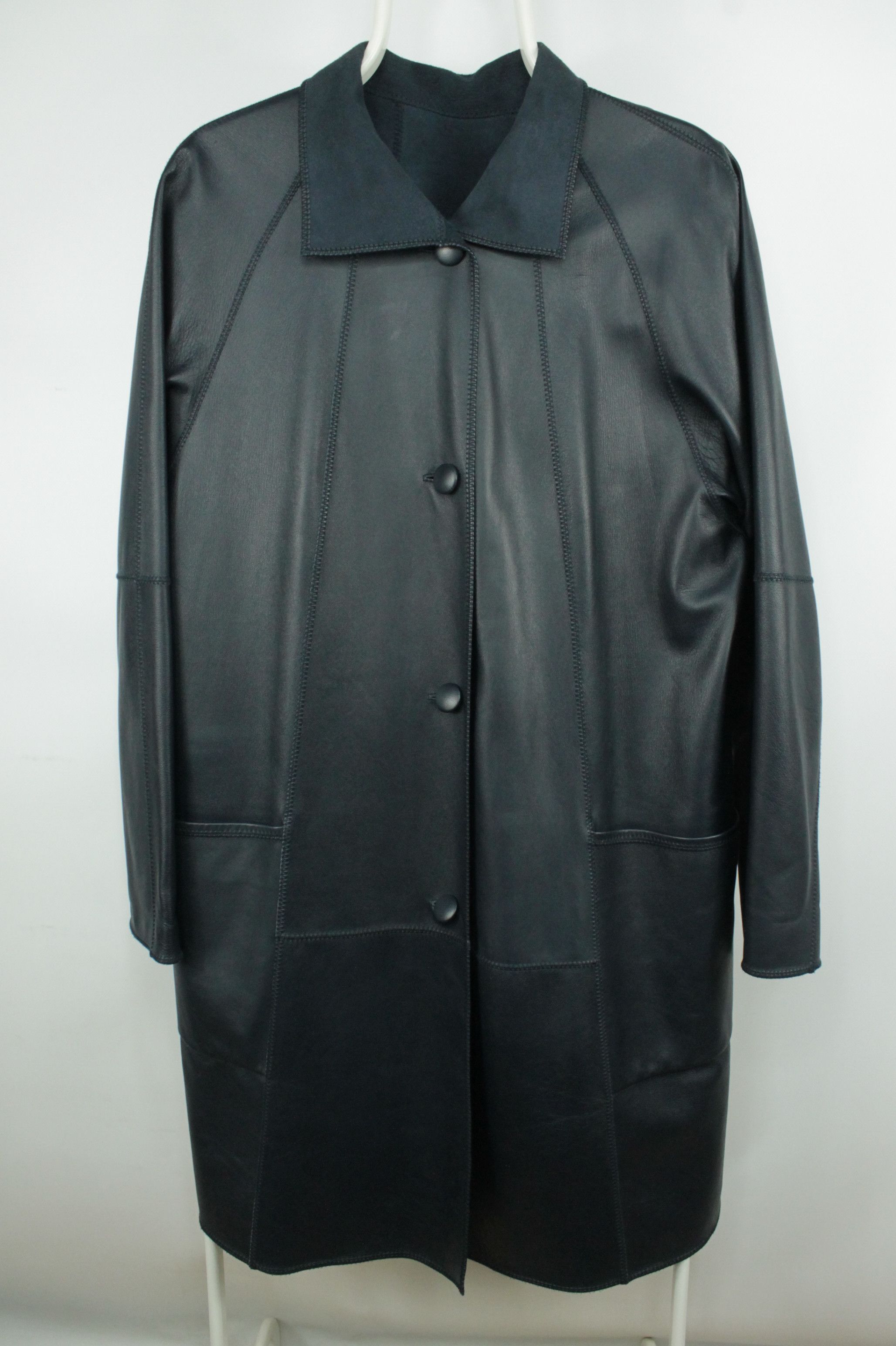 Other Friitala Finland Reversible Blue Leather Coat Jacket Women's Size L / US 10 / IT 46 - 1 Thumbnail