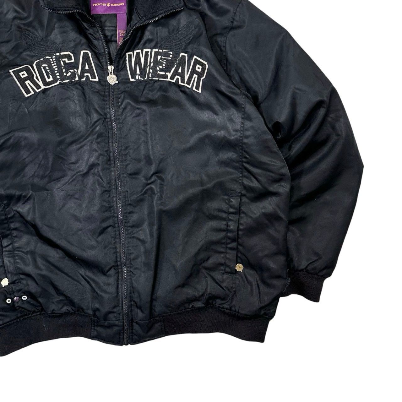 Vintage Vintage 00s Y2K Roca Wear Spellout Patch Zip Up Jacket Size US XXL / EU 58 / 5 - 3 Thumbnail