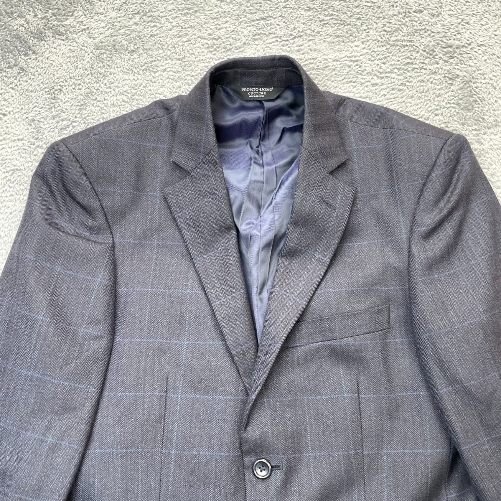 Pronto Uomo Pronto Uomo Blazer Mens 38 Blue Wool Coat Double-Vented Notch Lapel Two-Button Single-Breasted City Preppy Tuxedo Size US 38 / EU 54 - 3 Thumbnail