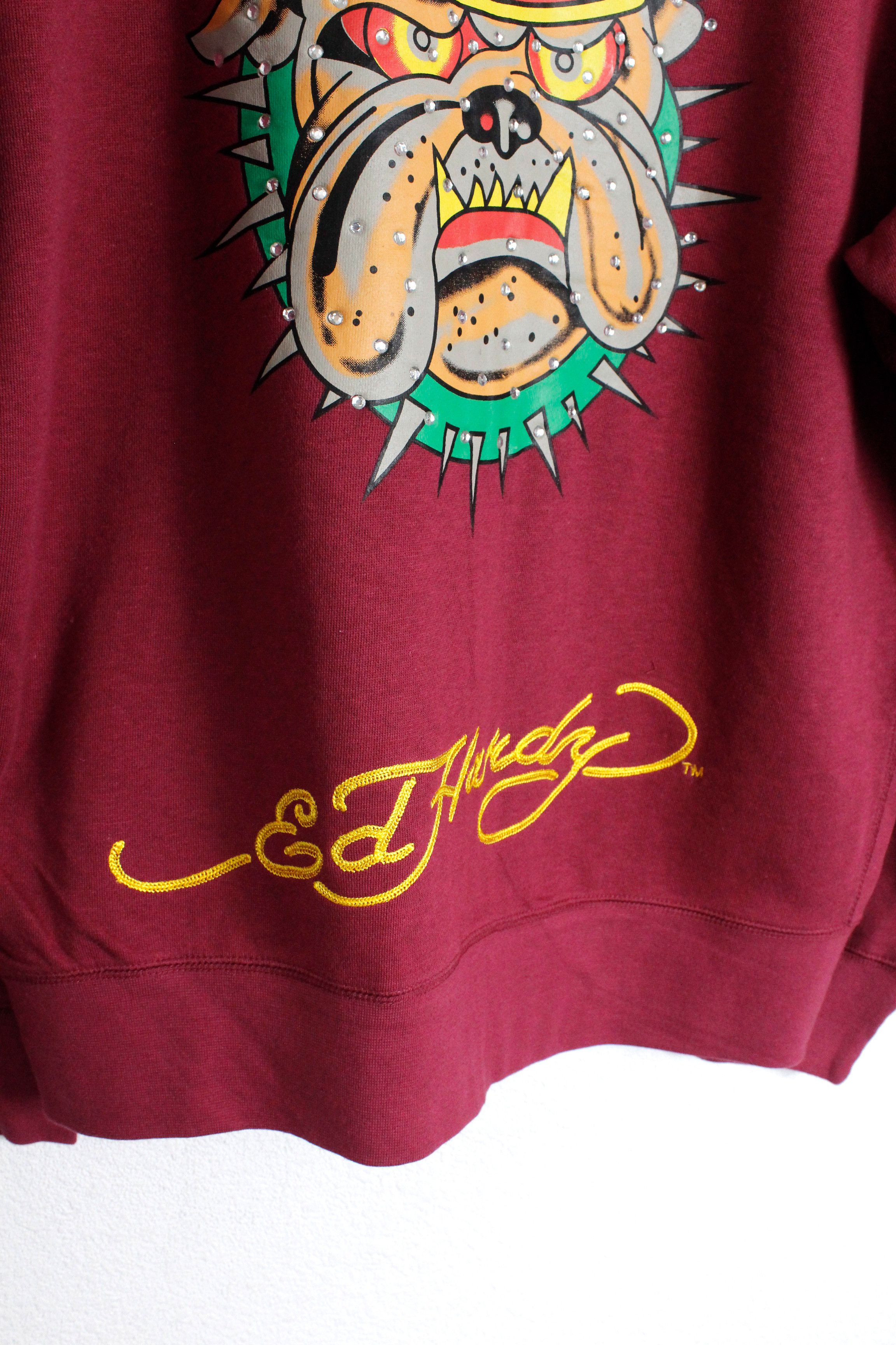 Ed Hardy Vintage Y2K ED HARDY Big Dog Logo Embellished Zip Hoodie Size US XL / EU 56 / 4 - 9 Thumbnail