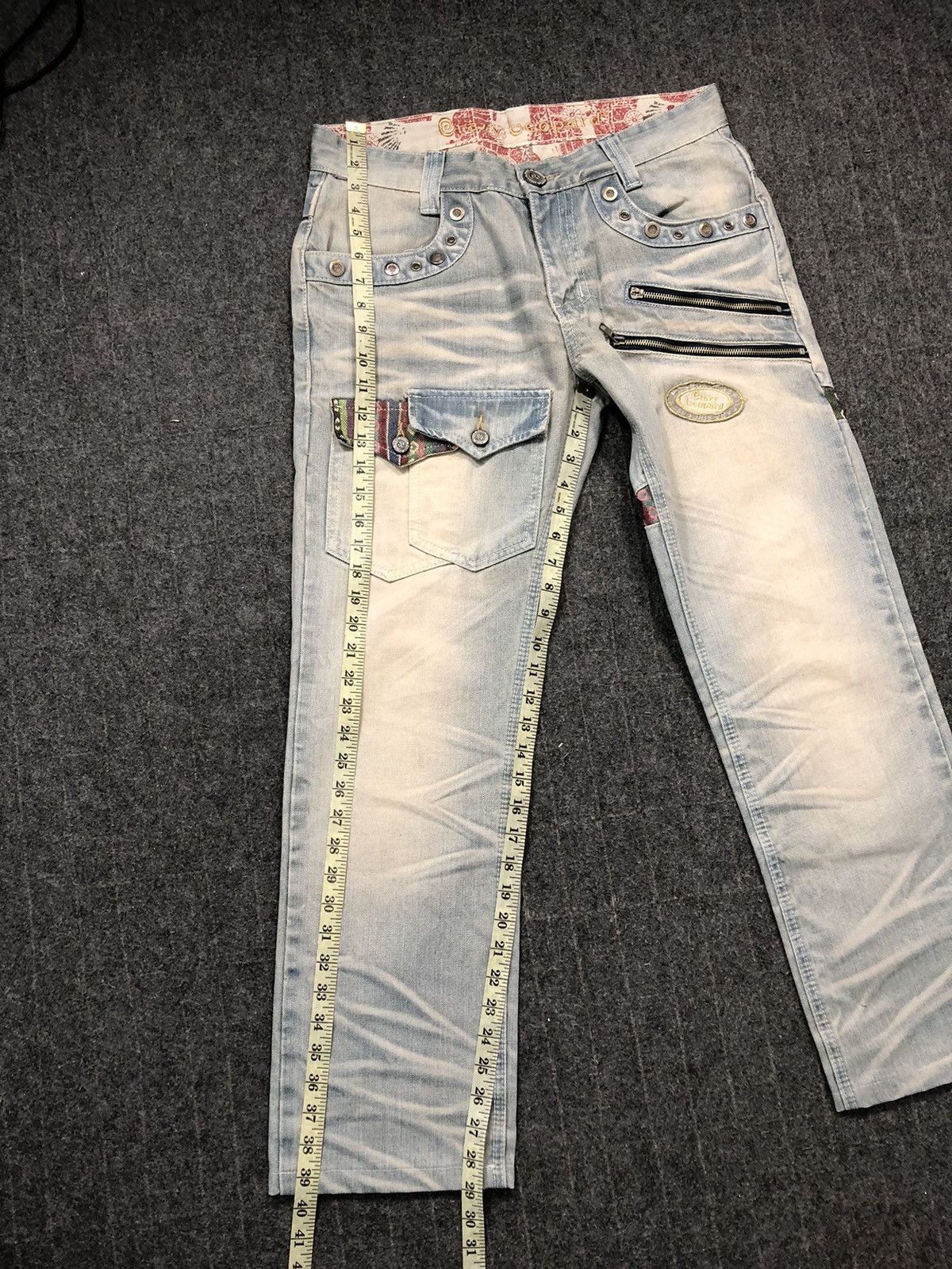 Hysteric Glamour Hype 90s Crazy Leopard Multipocket Zipper Bondage Denim Size US 33 - 20 Thumbnail