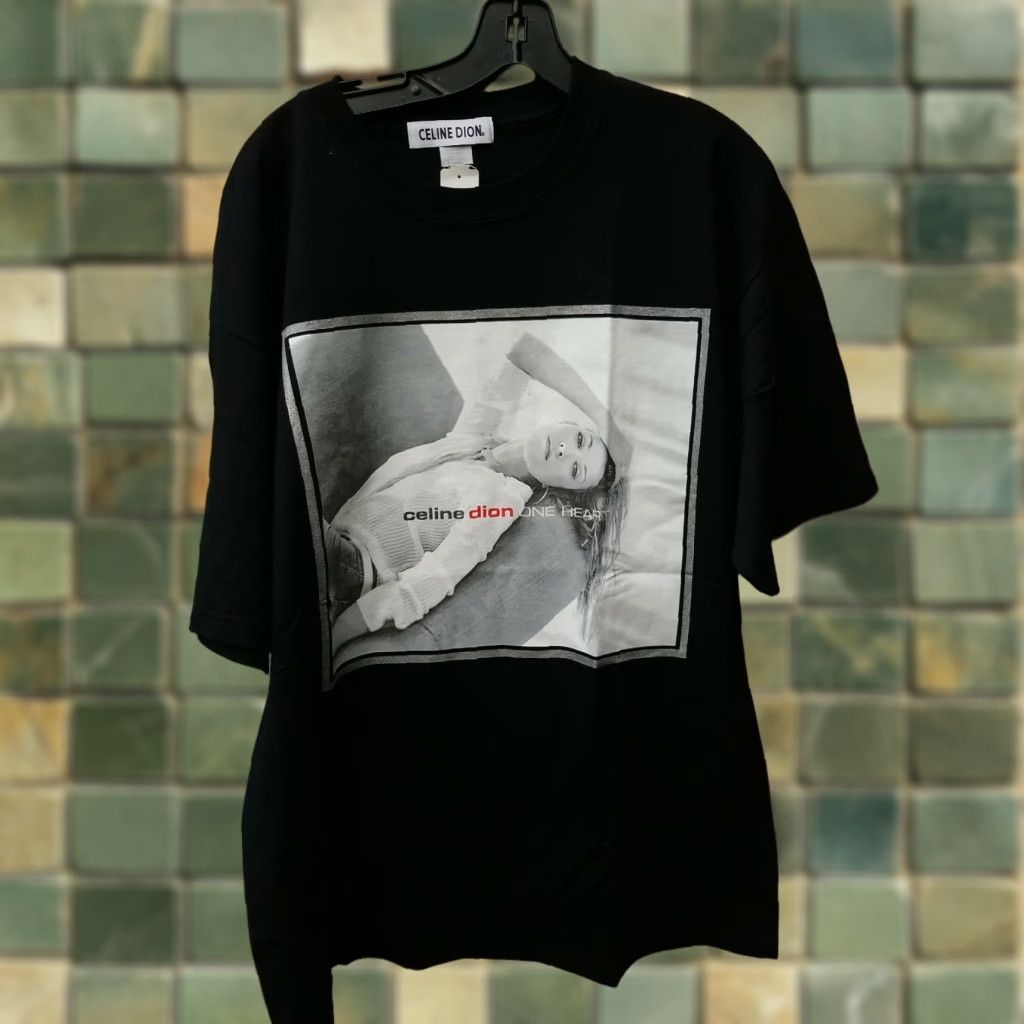 Celine VINTAGE Celine Dion ONE HEART PROMOTIONAL MUSIC Shirt XL Unisex Adults Black USA 90s Heart Mens Womens Size US XL / EU 56 / 4 - 1 Thumbnail