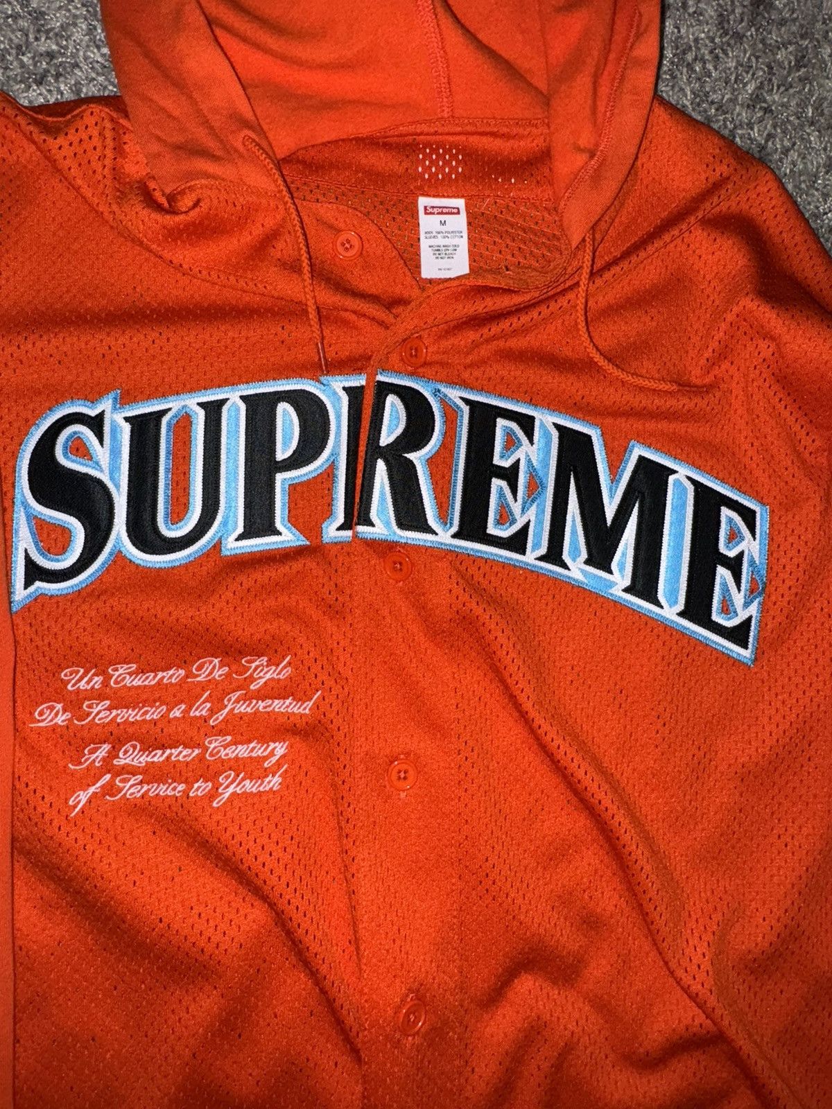 Supreme Supreme Orange Hooded Baseball Jersey | Grailed