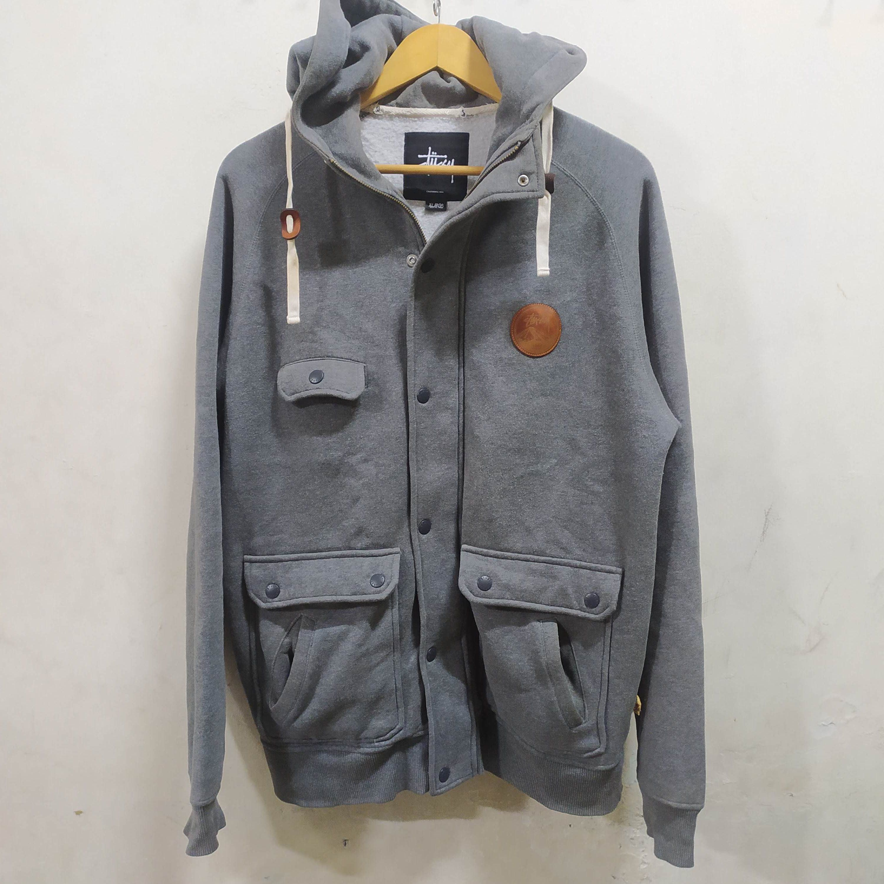 Stussy Stussy Y2K 00's Leather Patch Sweat Hood Parka Jacket Size US XL / EU 56 / 4 - 2 Thumbnail