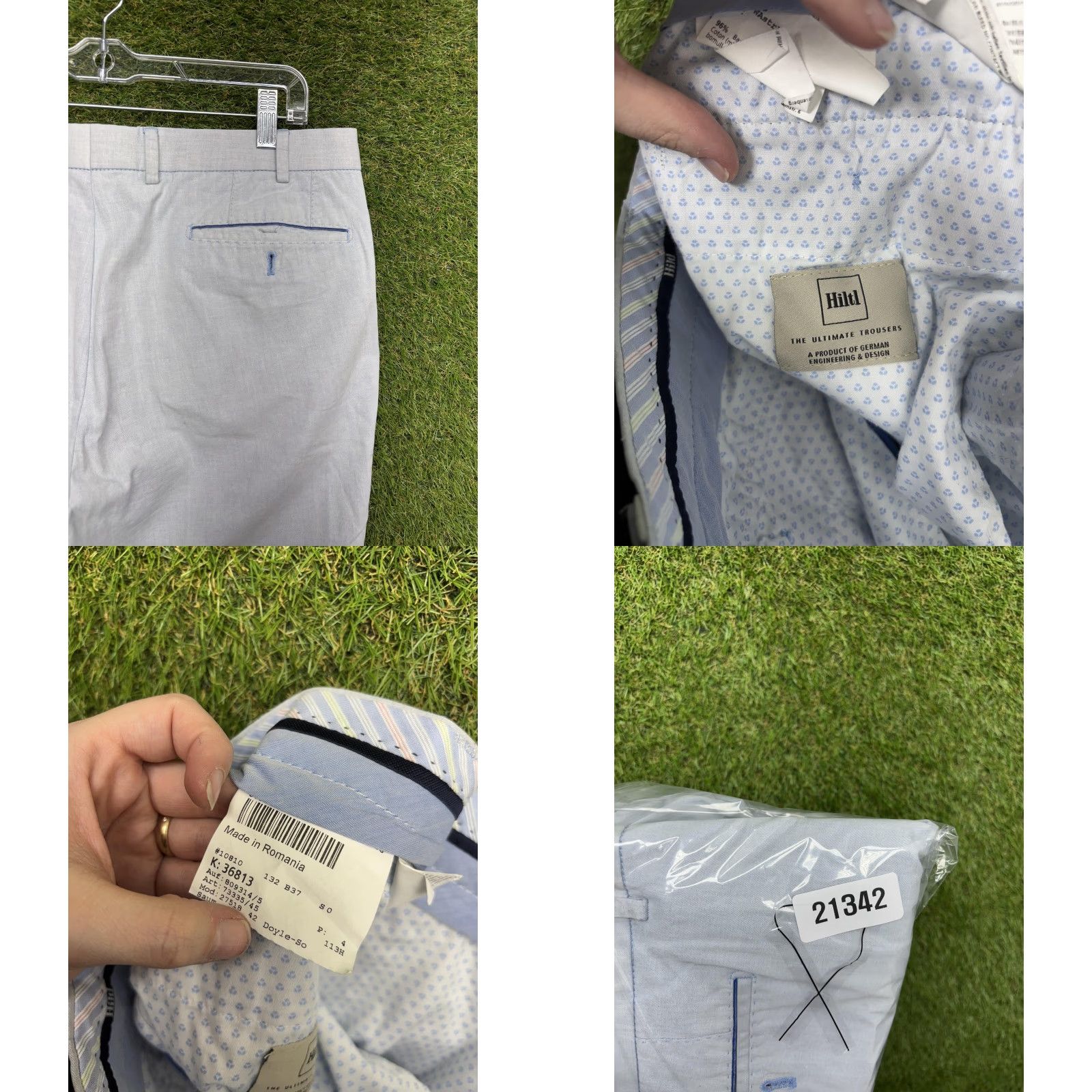 Vintage Hiltl Pants Mens 37 Gray Chino Flat Front Stretch Cotton Pockets Casual Business Regular 31 in Straight Size US 37 - 8 Thumbnail