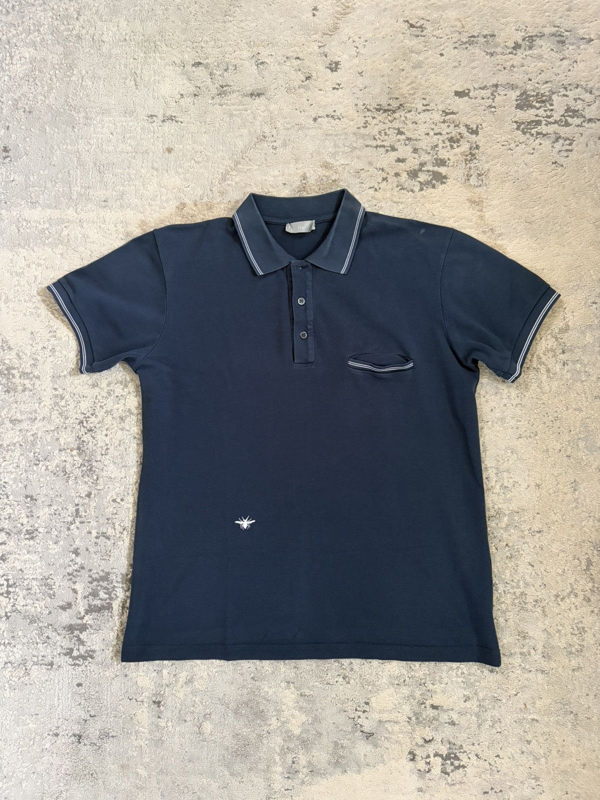 Dior × Hedi Slimane SS05 Striped Guitar Embroidery Polo | Grailed