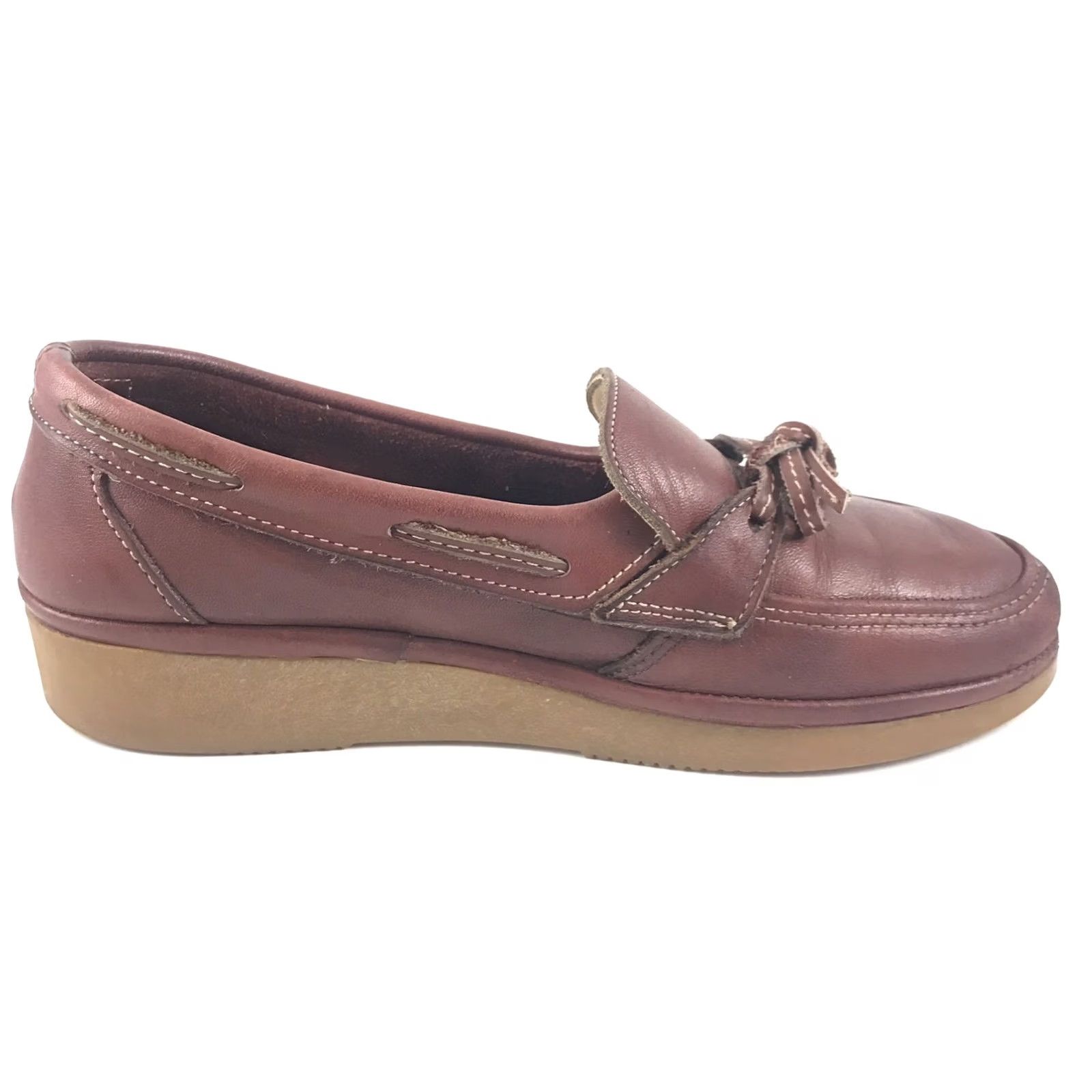 Vintage Womens Dex 467833 Size 8M Ox Blood Leather Boat Loafers Casual SlipOn Shoes-96 (This is a slight variation of the original title.) Size US 8 / IT 38 - 6 Thumbnail