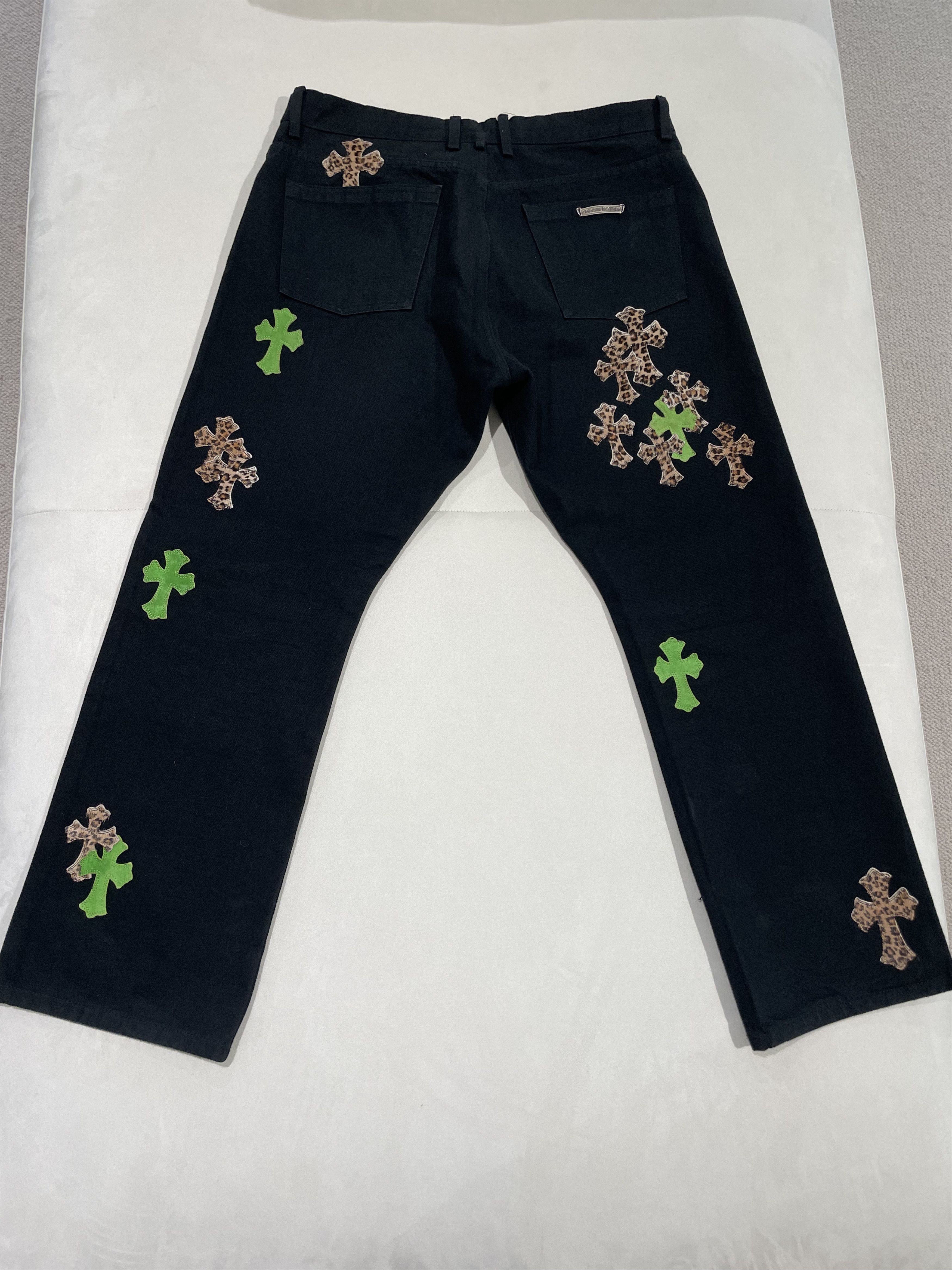 Chrome Hearts Chrome Hearts Leopard Green Cross Leather Patch Jeans Size US 38 / EU 54 - 4 Thumbnail