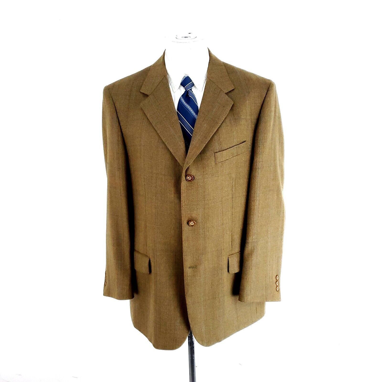 Alan Flusser Alan Flusser Lambswool Tweed 3 Button Sport Coat 44R Brown H Size 44R - 3 Thumbnail