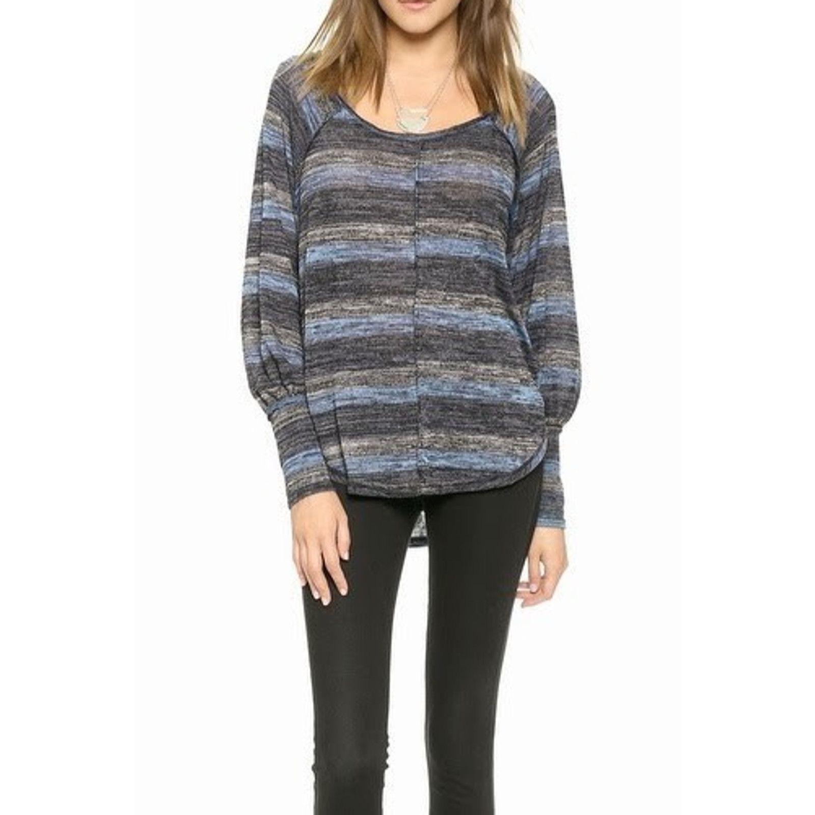 Free People FREE PEOPLE Sweater Slouchy Boho Stripe Rust L/G A001757 Size L / US 10 / IT 46 - 1 Thumbnail