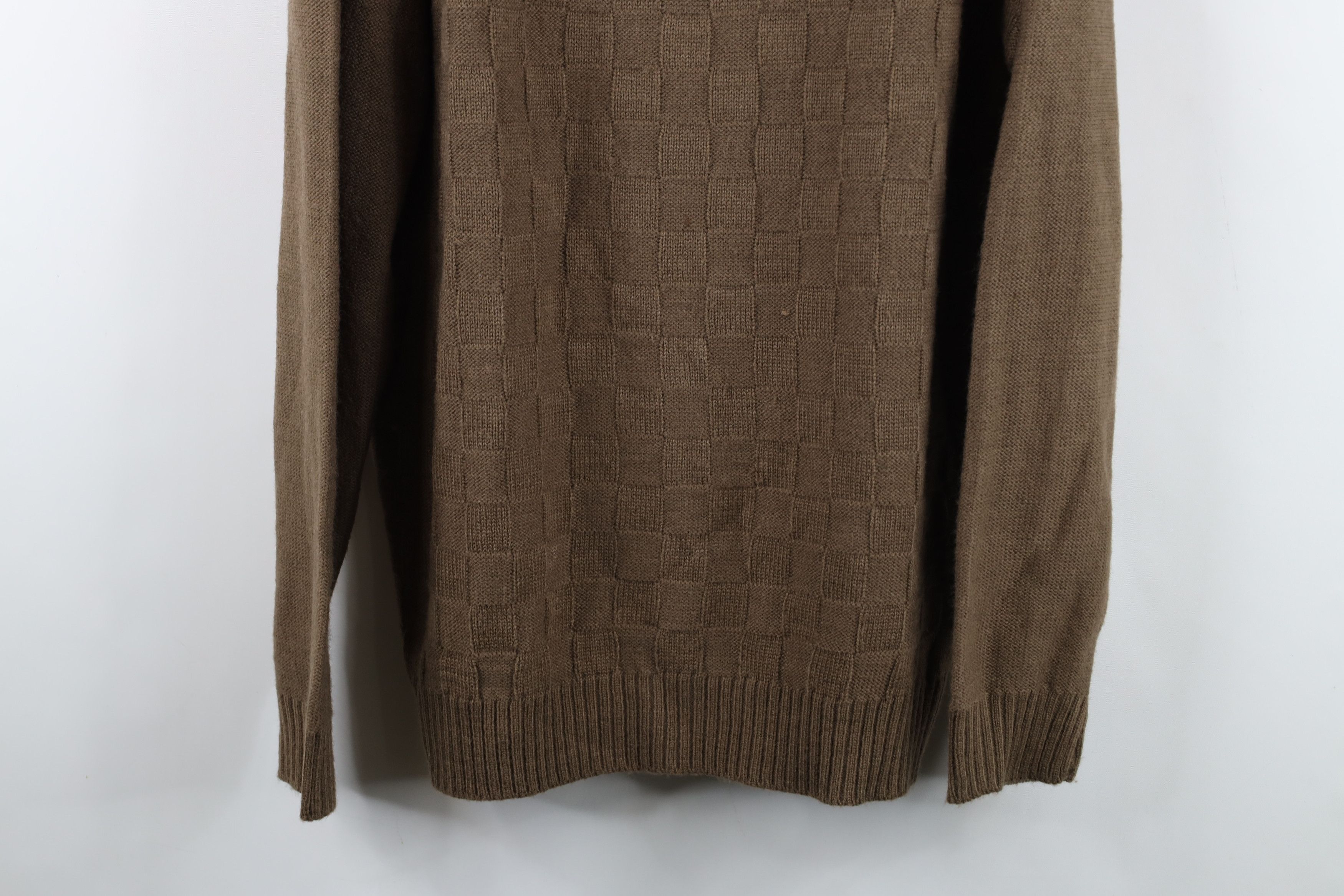 Vintage Vintage 90s Streetwear Checkered Knit Crewneck Sweater Brown Size US XL / EU 56 / 4 - 3 Thumbnail