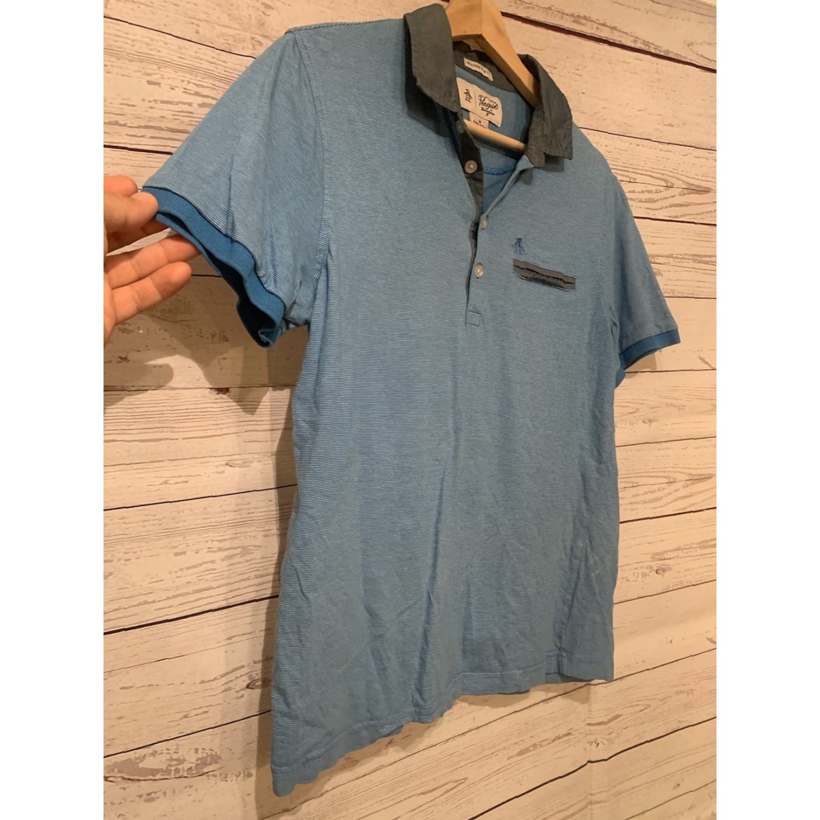 Original Penguin Mens Original Penguin Aquarius Tropical Blue Golf SlimFit Polo Shirt Size Medium Size US XL / EU 56 / 4 - 3 Thumbnail