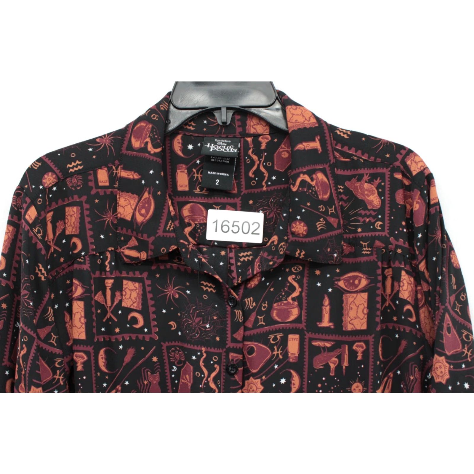 Disney Disney Blouse Women's 2X Orange Black Long Sleeve Button Up Hocus Pocus Size XXL / US 16-18 / IT 52-54 - 7 Thumbnail