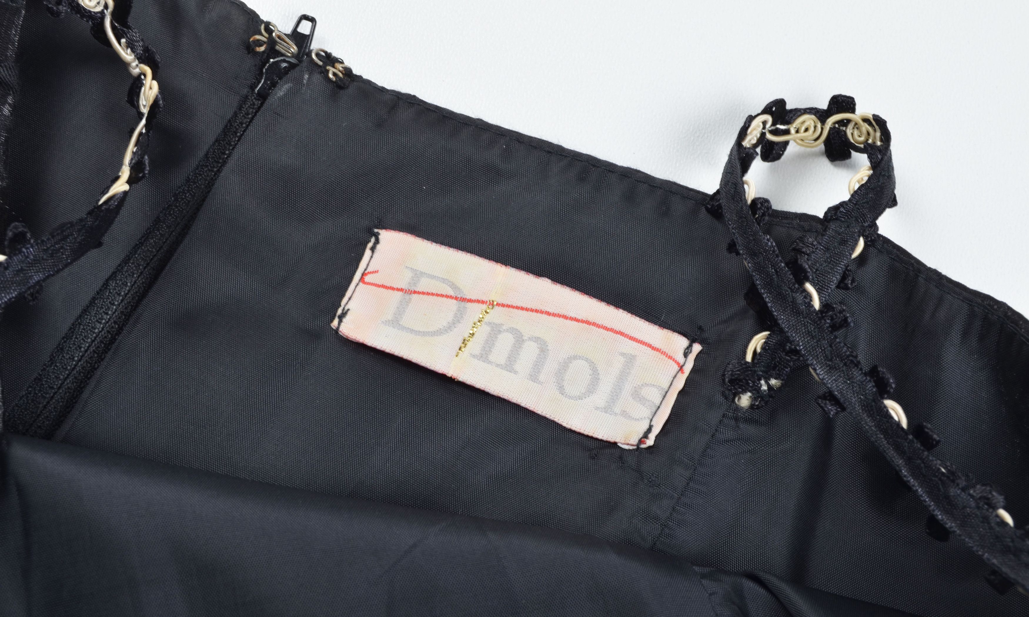 Vintage Vintage Dimols Y2K Black Satin Textured Straps Mini Dress Size M / US 6-8 / IT 42-44 - 8 Thumbnail