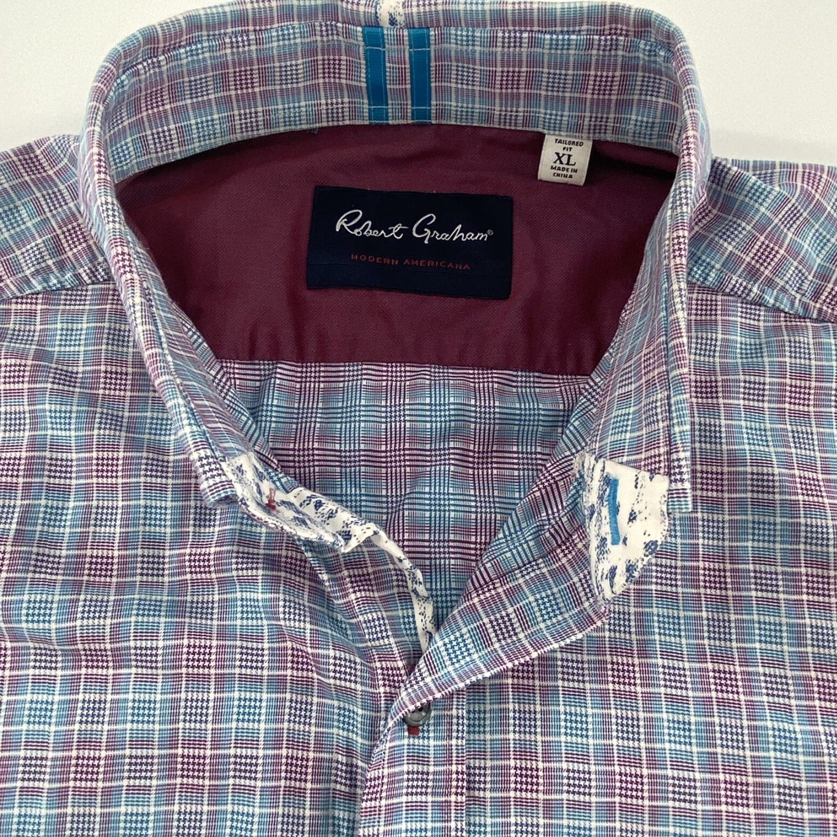 Robert Graham VINTAGE Robert Graham Men's Shirt XL Blue Plaid Button-Up Casual Modern Americana Size US XL / EU 56 / 4 - 3 Thumbnail