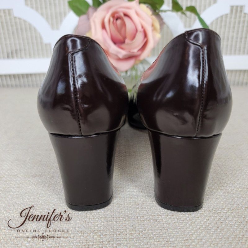 Lord & Taylor Lord & Taylor Brown Patent Leather Buckle Block Heel Pumps Size US 9.5 / IT 39.5 - 6 Thumbnail