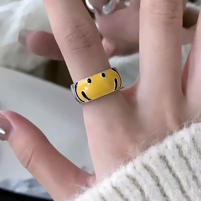Jewelry × Vintage Smile Yellow Face Adjustable Ring Size ONE SIZE - 2 Thumbnail
