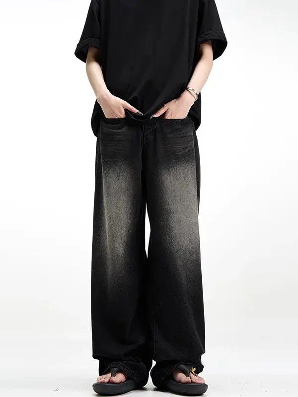 VIBE Vintage High Street Black Straight Leg Wide Jeans Size US 34 / EU 50 - 5 Thumbnail