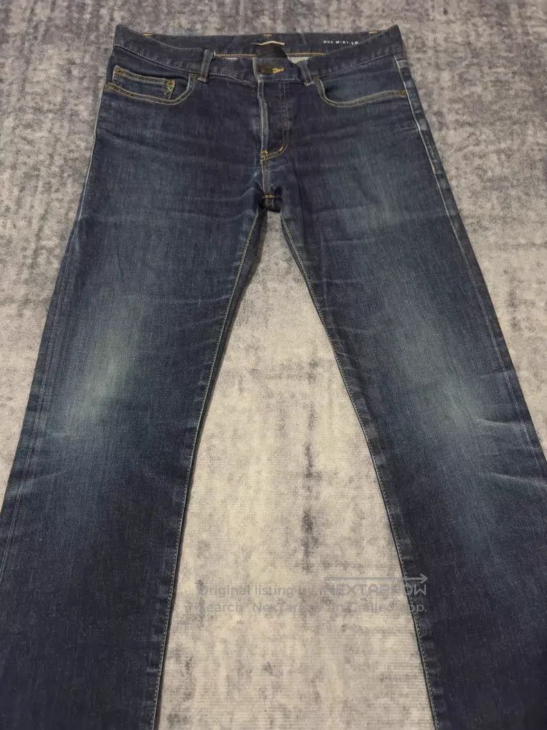 Saint Laurent Paris Saint Laurent Paris Vintage Deep Blue Straight Leg Bleache Size US 31 - 3 Thumbnail